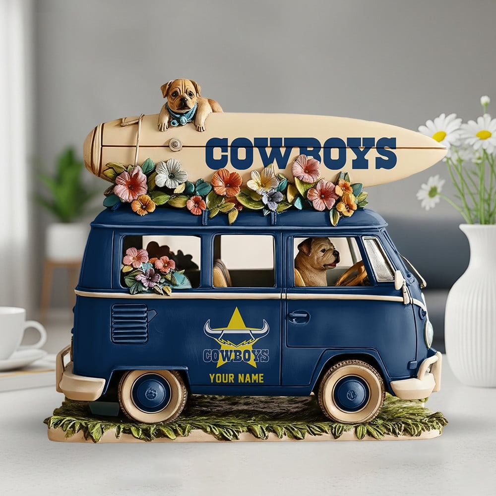 Premium NRL x NQC Funny Dog Driving Summer Car Acrylic Block Plaque Custom Name Gifts NDT NHM