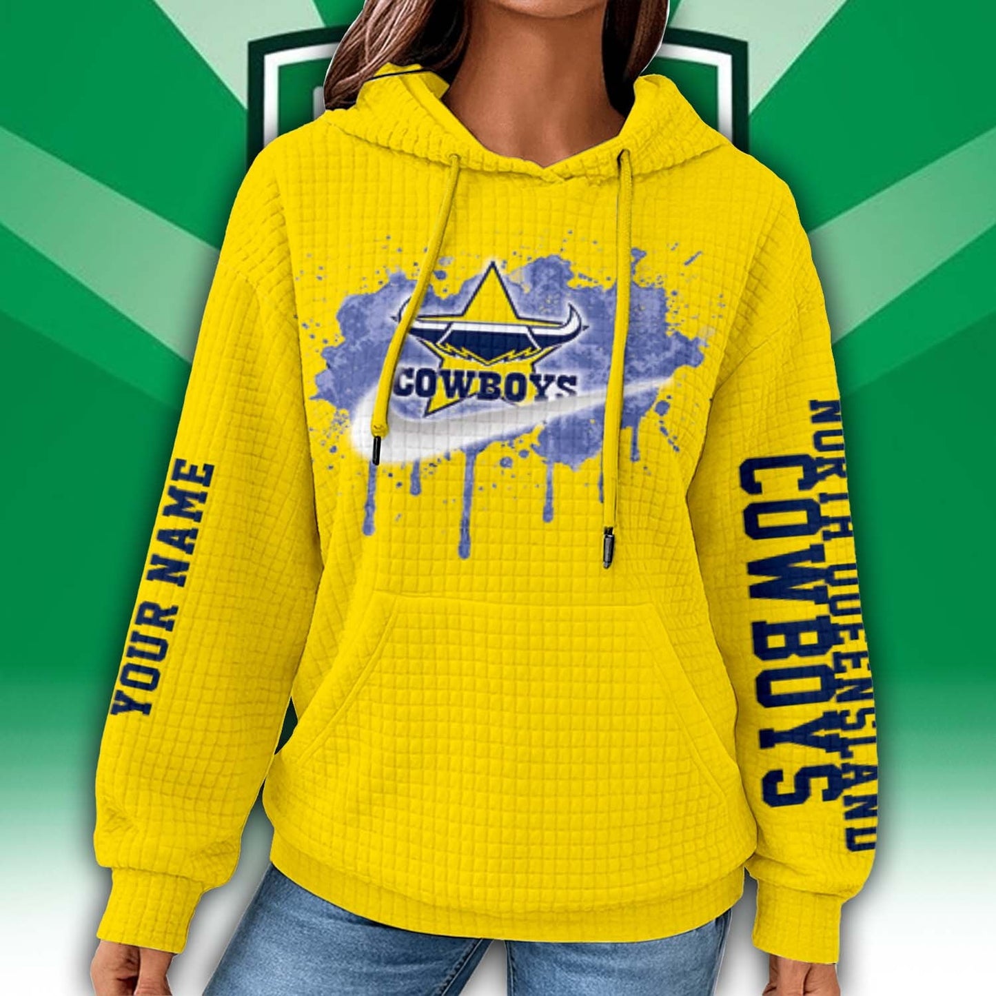 Premium NRL x North Queensland Personalized Women's Waffle Hoodie NDT LVH