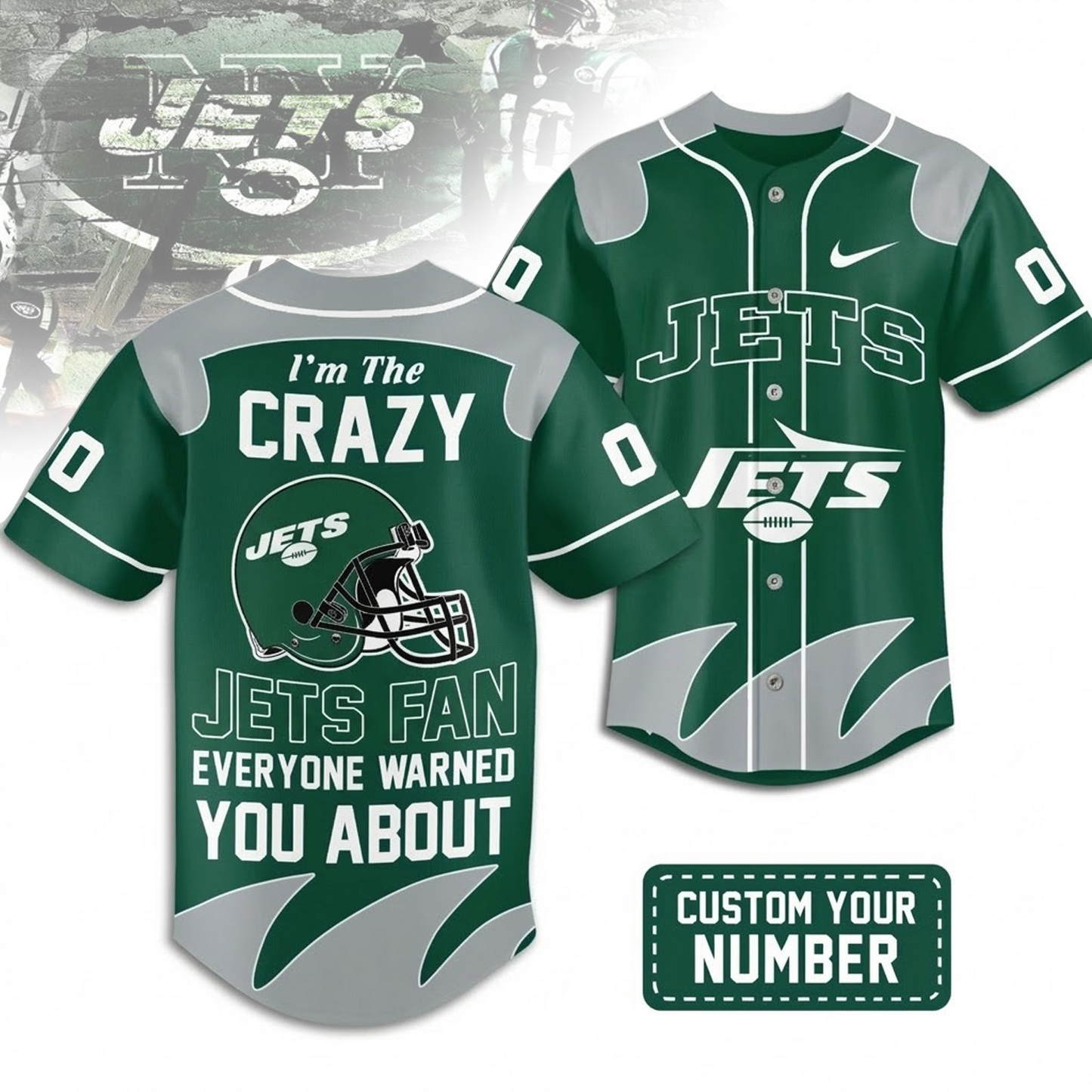 Premium NYJ x NFL Crazy Football Fan Personalized Jersey DATND TANTD