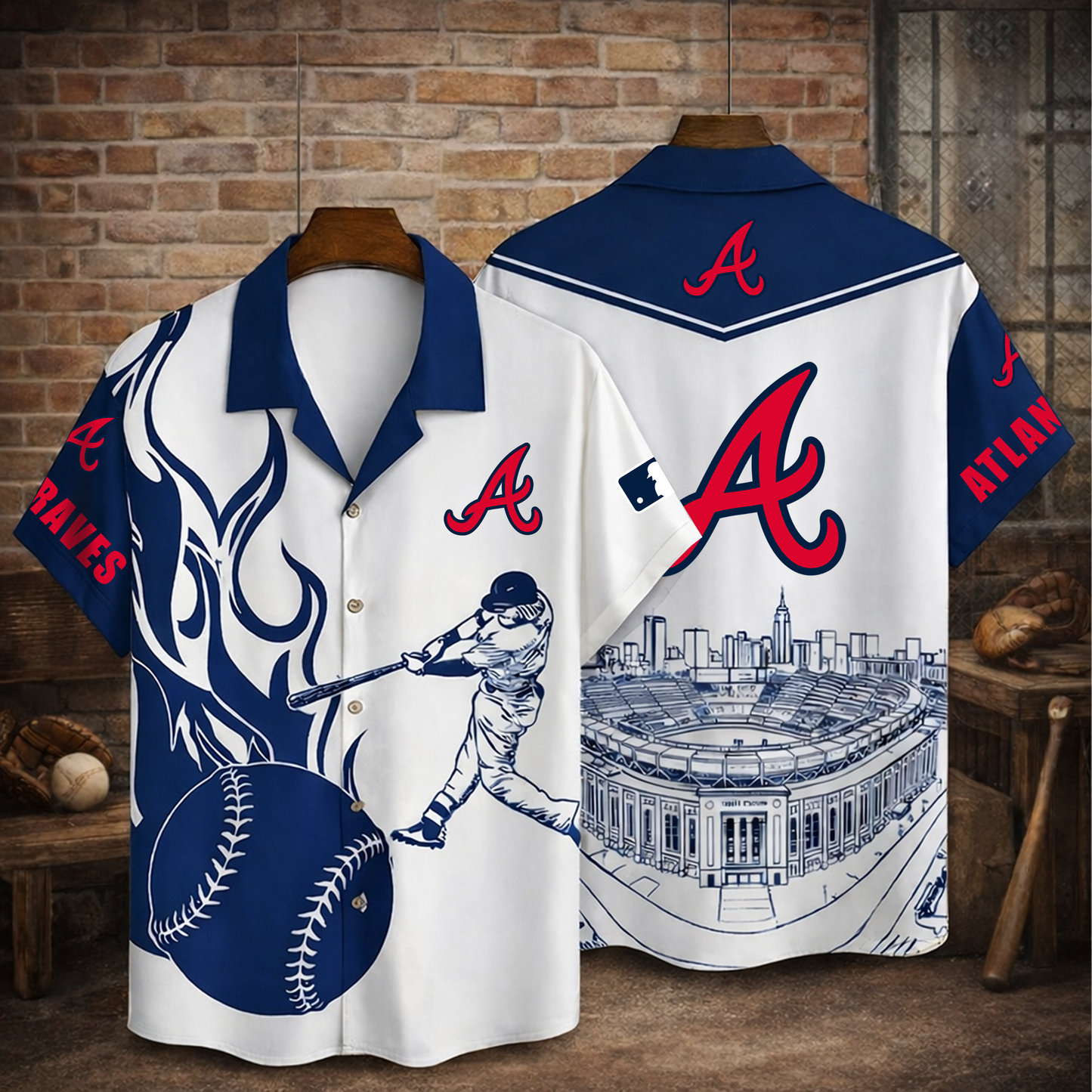 Premium MLB x AB Baseball 3D Hawaiian Flame Shirt NDT VHM 090326