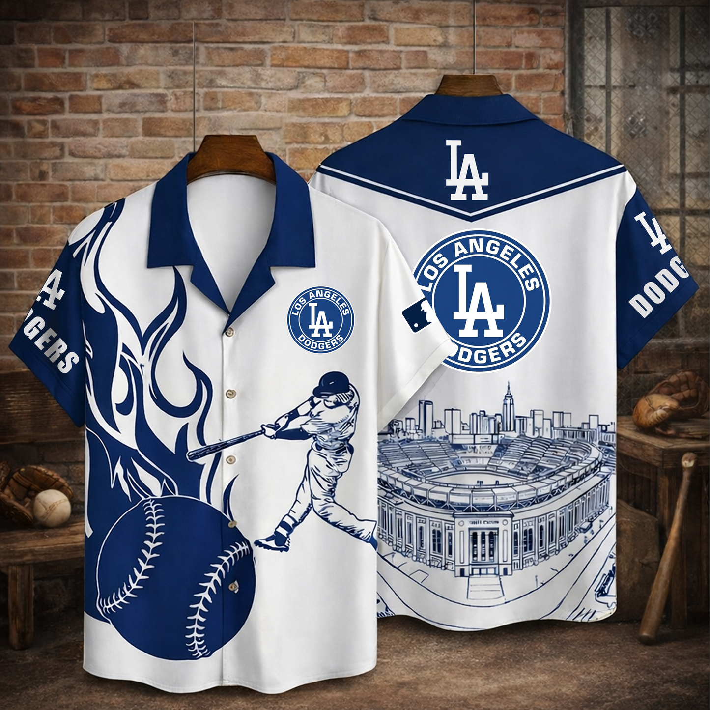 Premium MLB x LA Baseball 3D Hawaiian Flame Shirt NDT VHM 090326