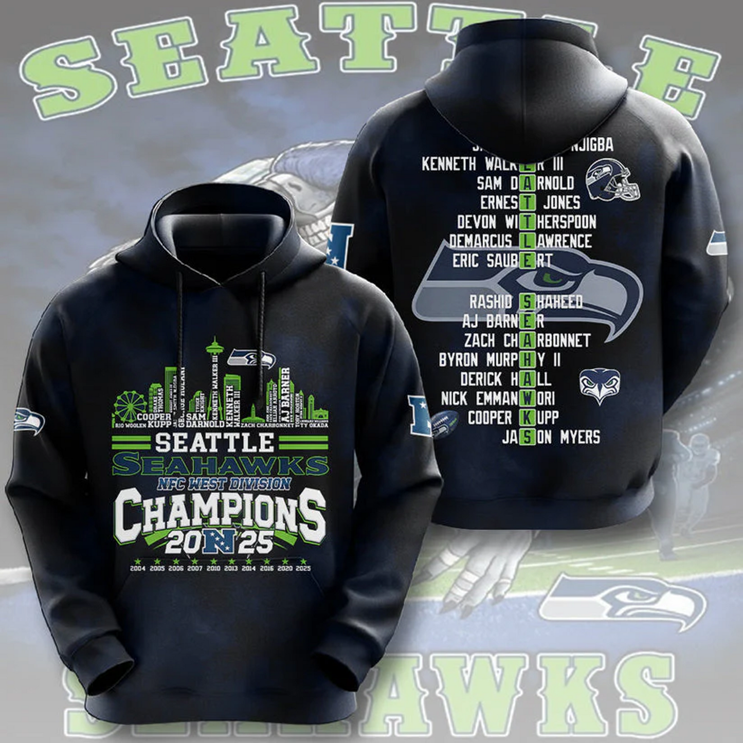SEA x NFL 2025 NFC 3D Conference Champions Aparael V2 DATND TANTD
