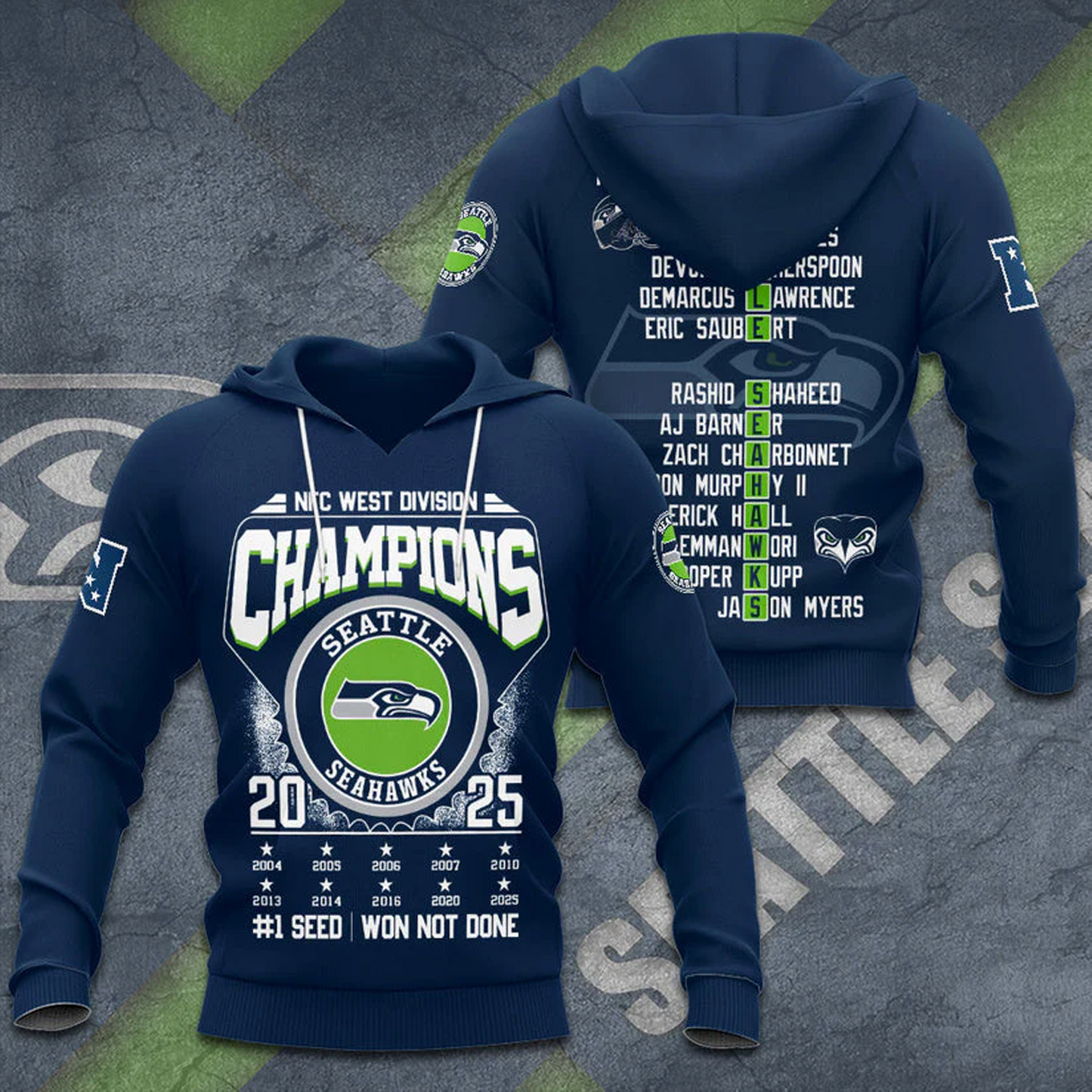 SEA x NFL 2025 NFC 3D Conference Champions Aparael V3 DATND TANTD