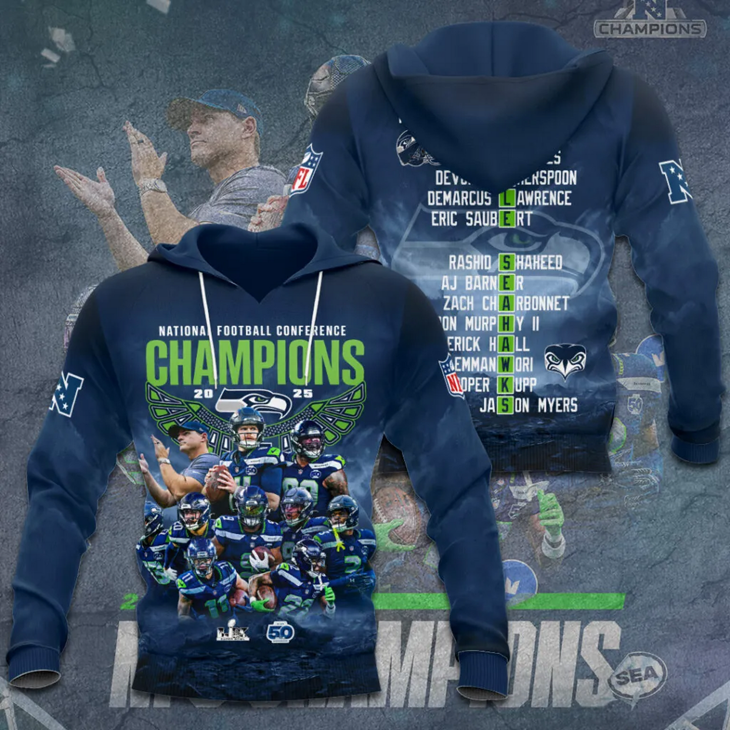 SEA x NFL 2025 NFC Champions 3D Apparel V2DatND DVT
