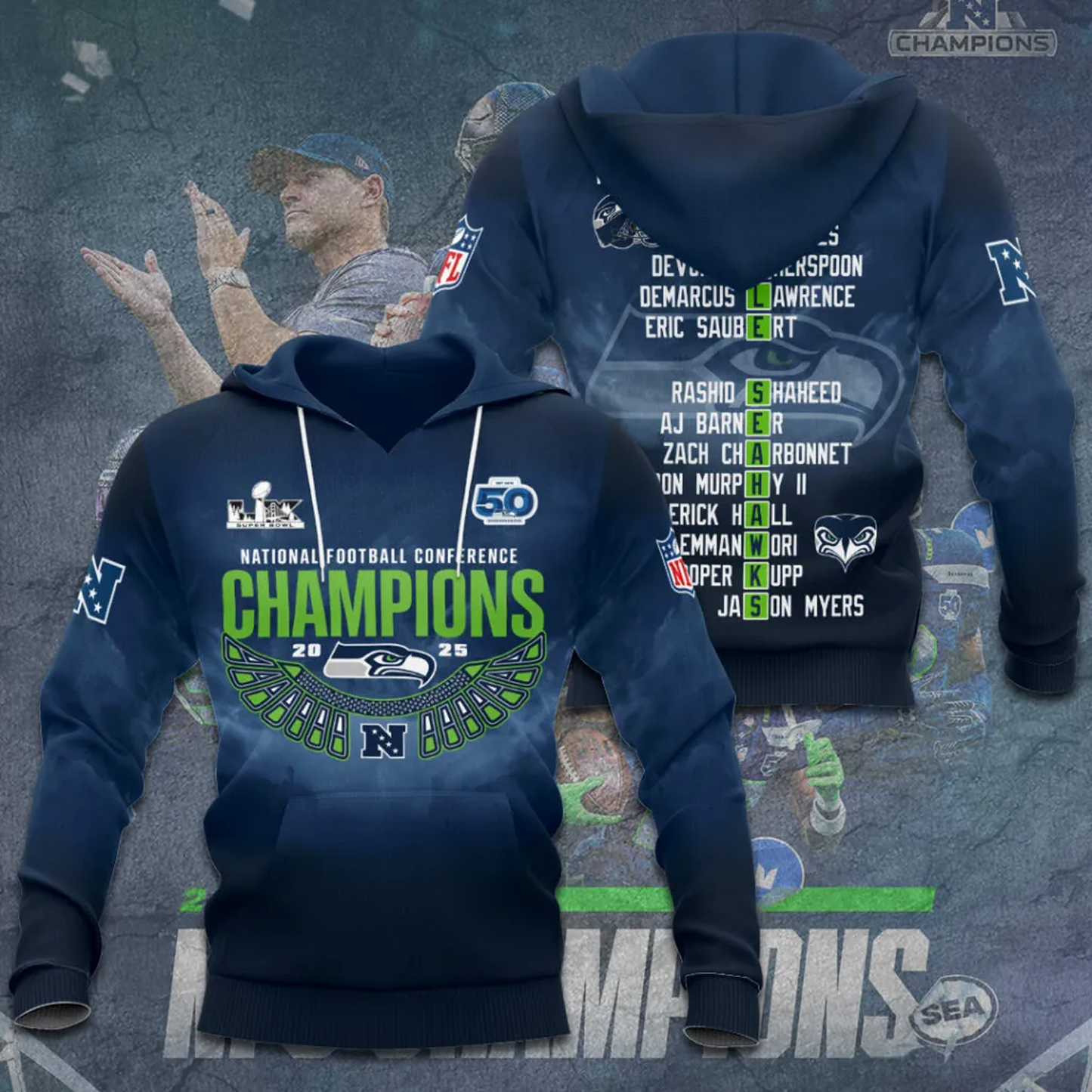 SEA x NFL 2025 NFC Champions 3D Apparel V3DatND DVT