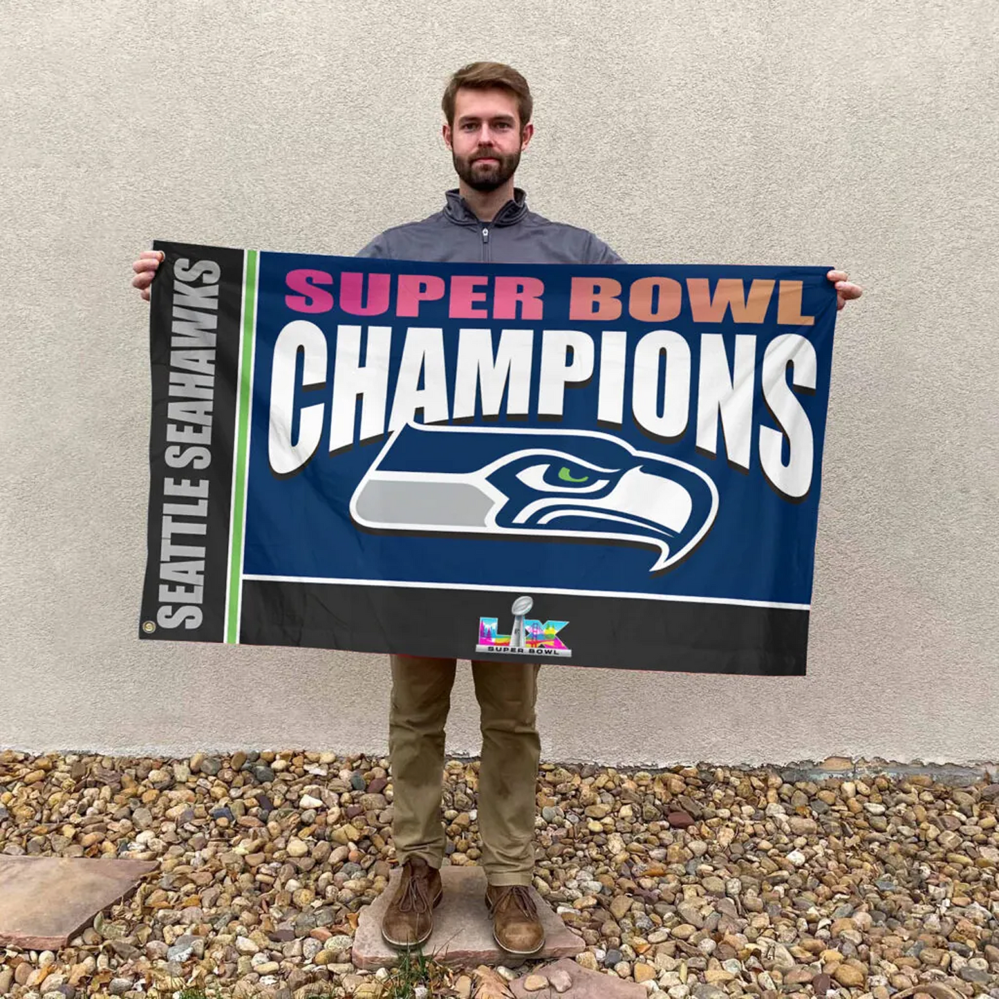SEA x NFL 2025 Super Bowl LX Champions 3D Double-side House Flag V3 DatND DVT
