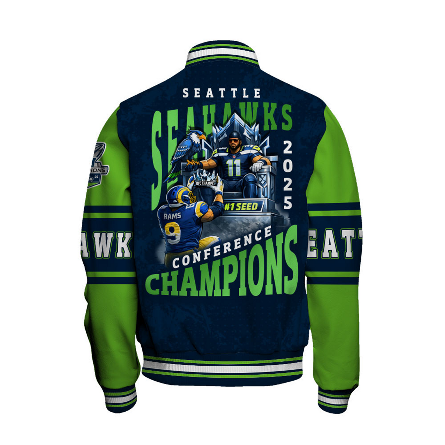SEA x NFL Champions 2025 Varsity Jacket V2 DATND TANTD