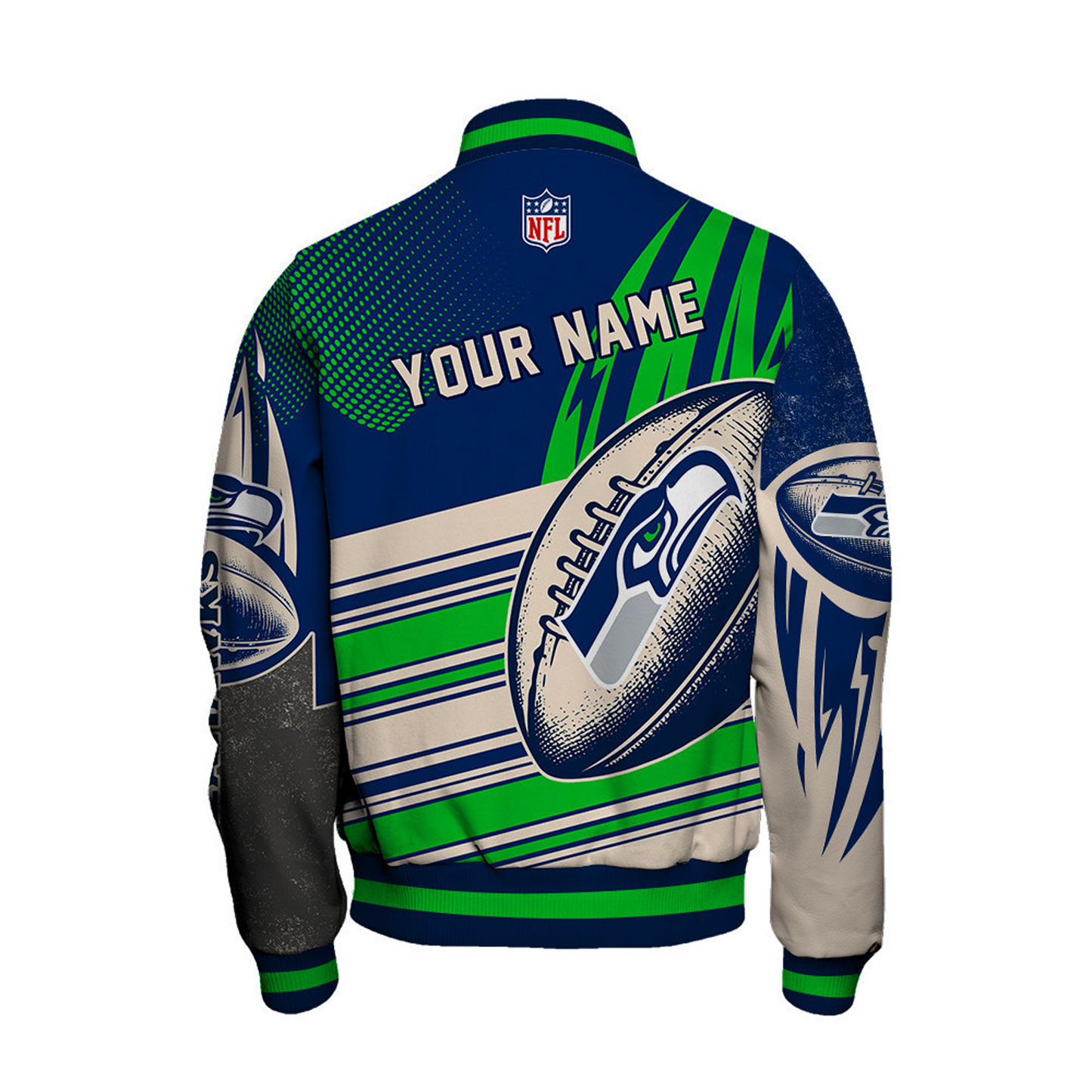 SEA x NFL National Football League Customized AOP Varsity Jacket DATND TANTD