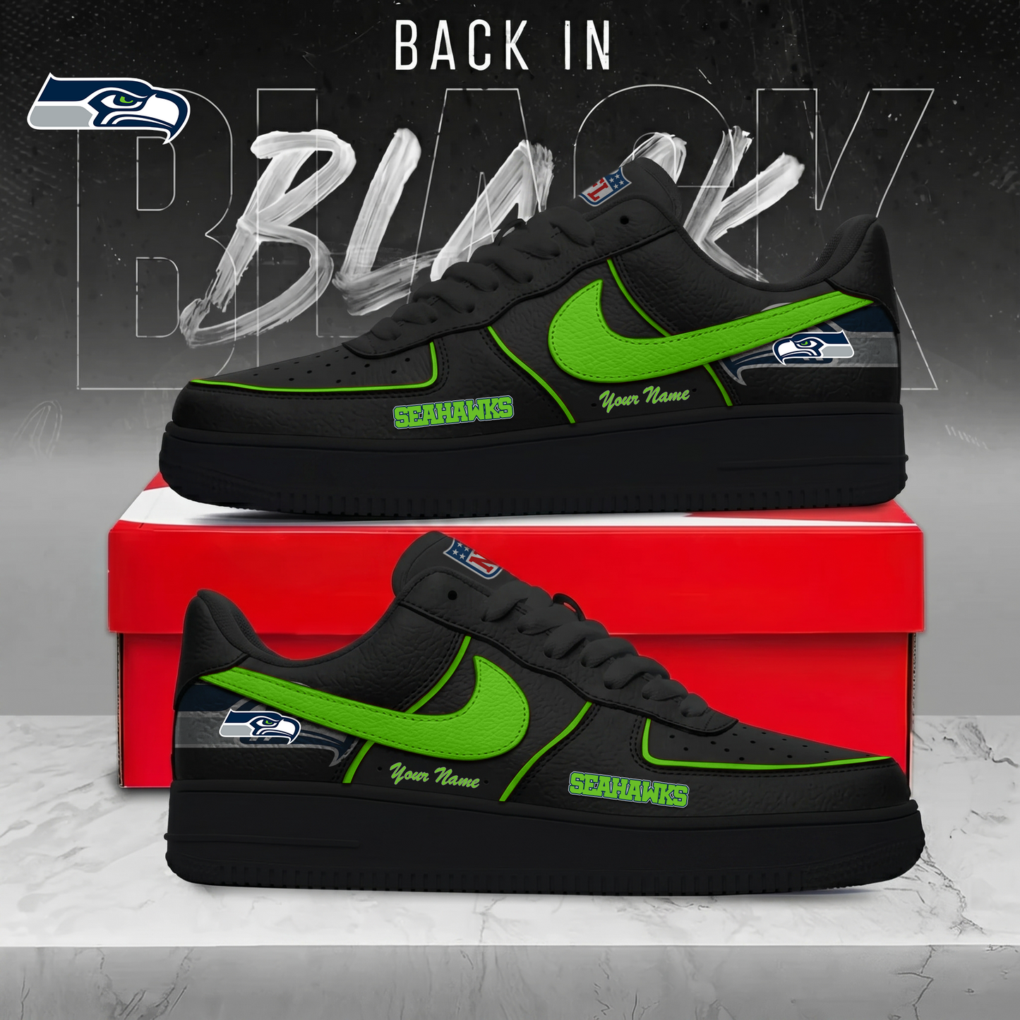 SS x NFL Back In Black AF1 Sneakers 250626
