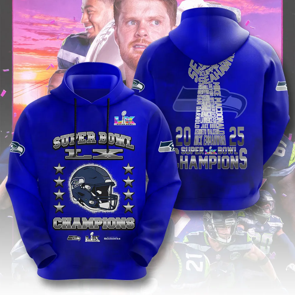 SS x NFL Super Bowl LX Champions V10 3D Shirt DDT NTL