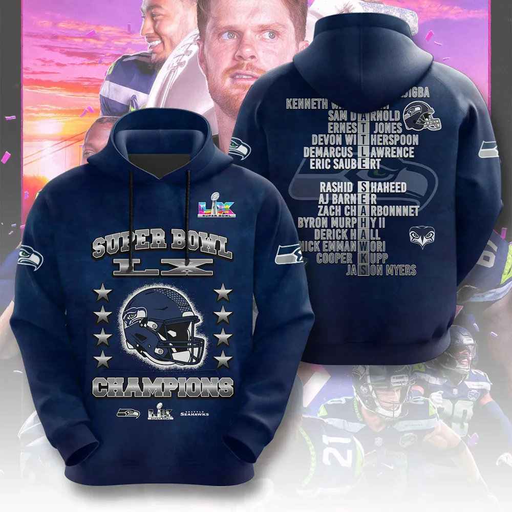 SS x NFL Super Bowl LX Champions V4 3D Shirt DDT NTL