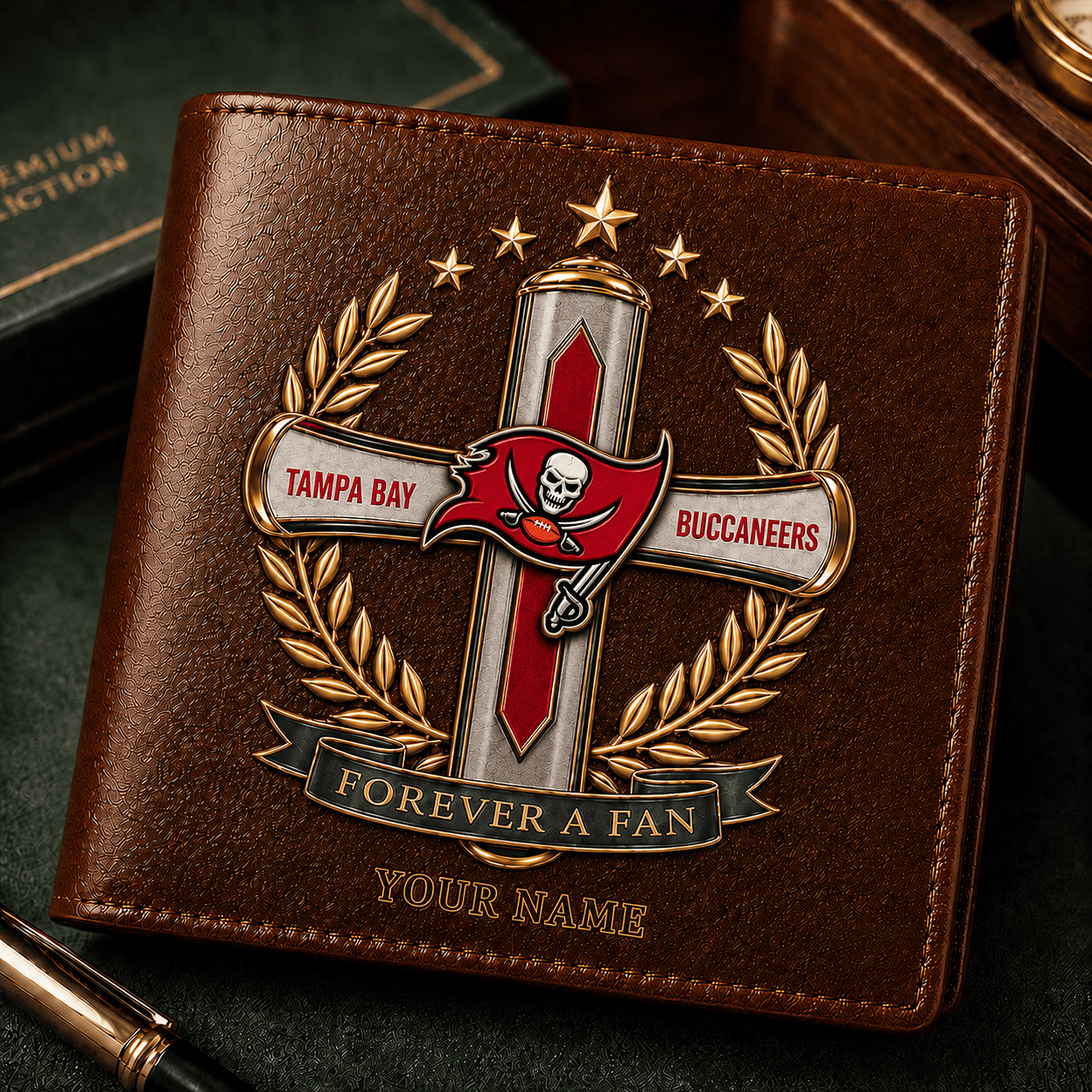 TBB x NFL Cross Men Leather Wallet Custom Any Name Gifts 220626