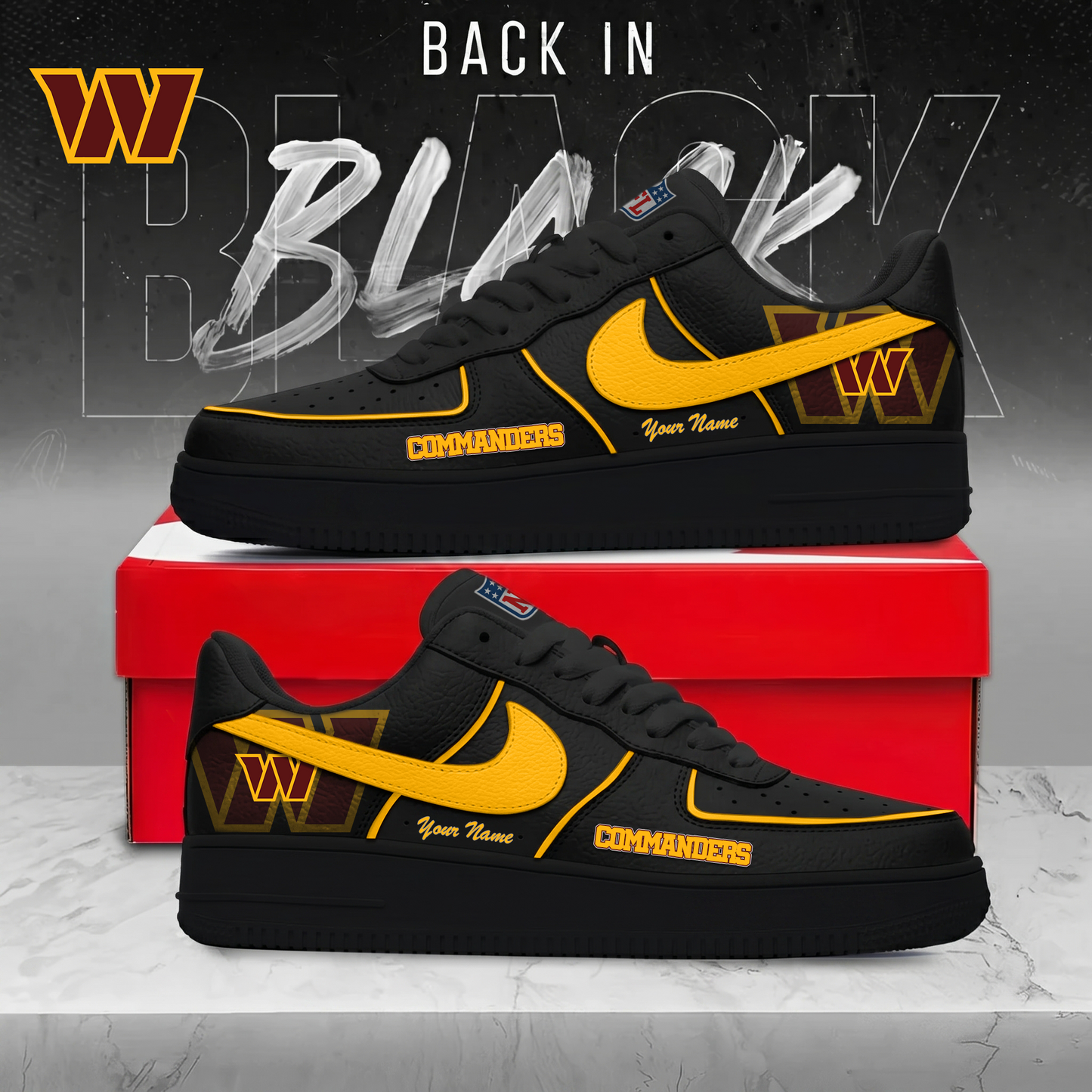 WC x NFL Back In Black AF1 Sneakers 250626