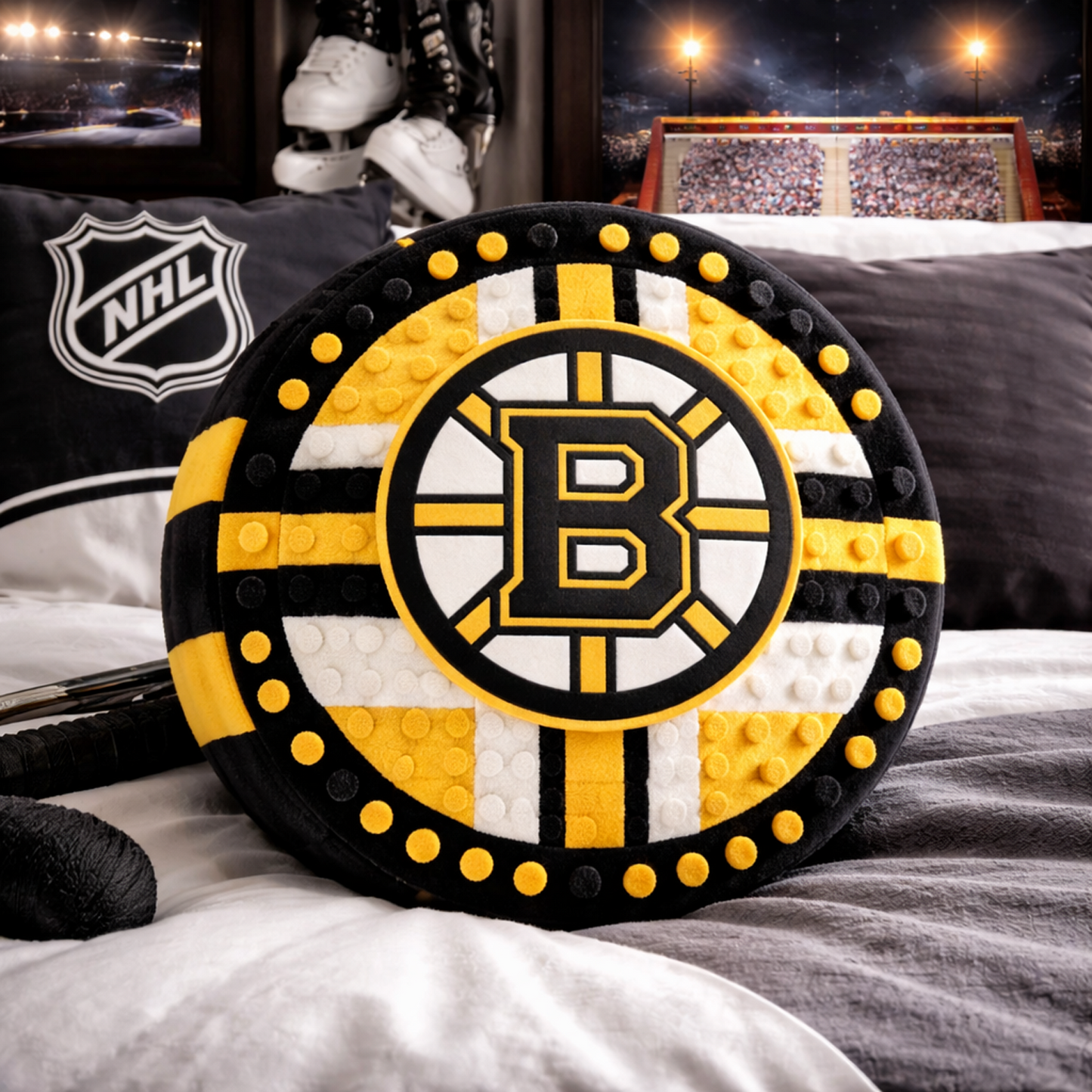 BOS x NHL Hockey Logo Plush Pillow NAK NHT