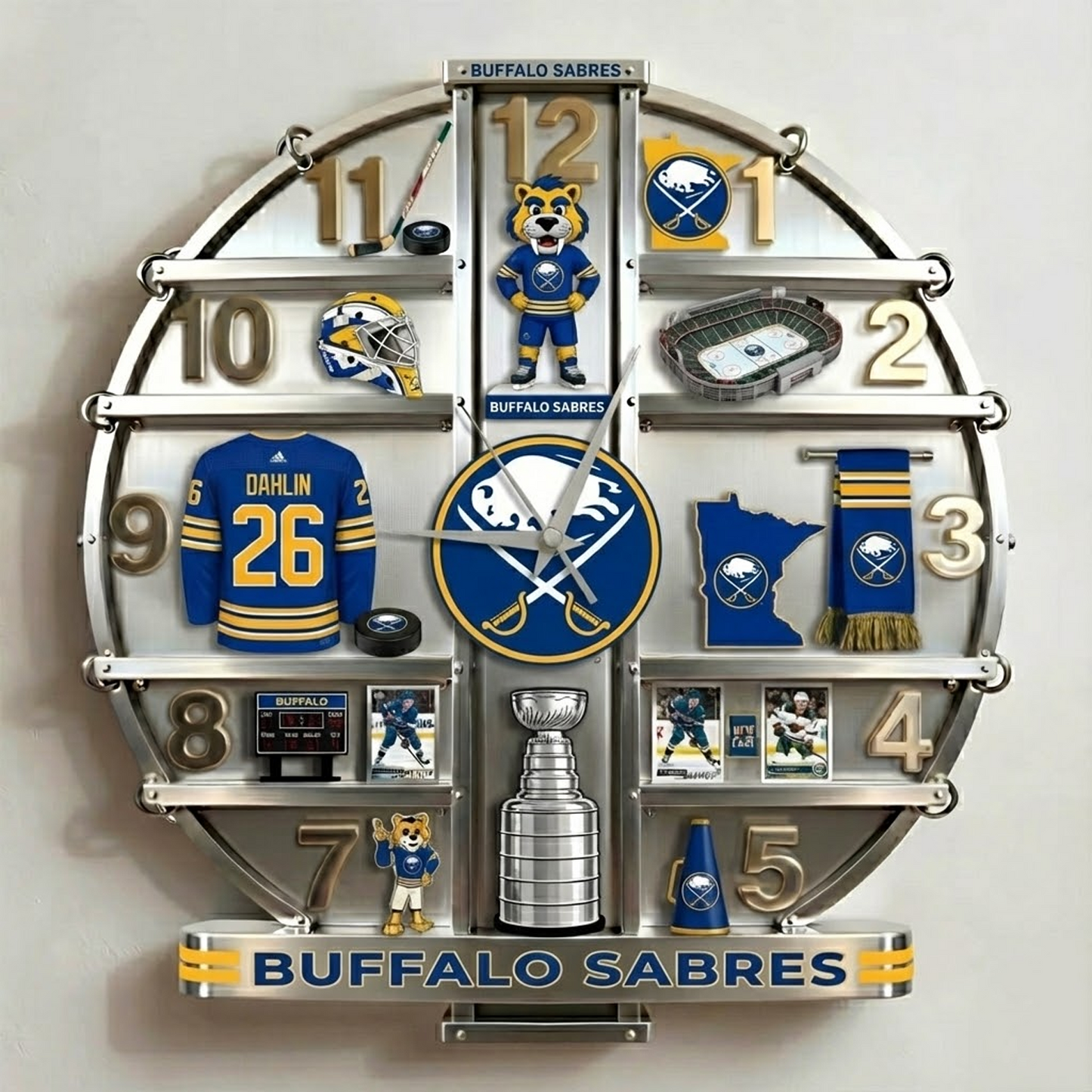 BUF X NHL Home Decorative 3D Visual Effect Acrylic Wall Clock NAK NHT