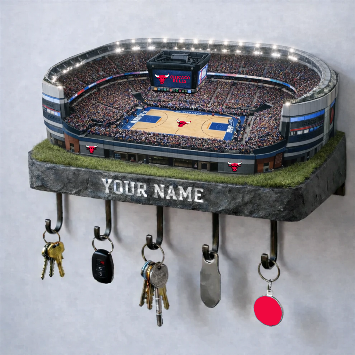 CHI Stadium Premium NBA Wood Key Hanger DATND TANTD