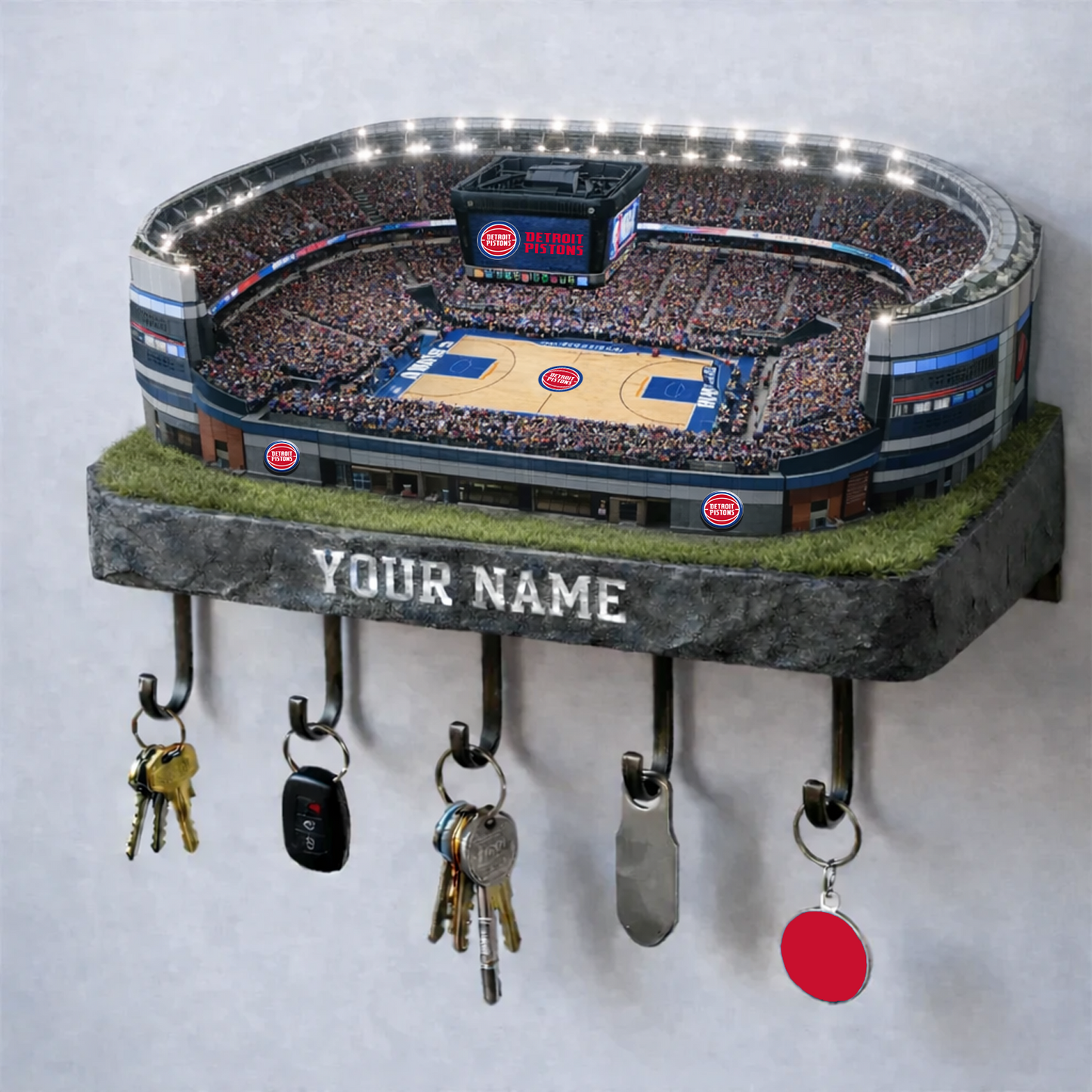 DET Stadium Premium NBA Wood Key Hanger DATND TANTD