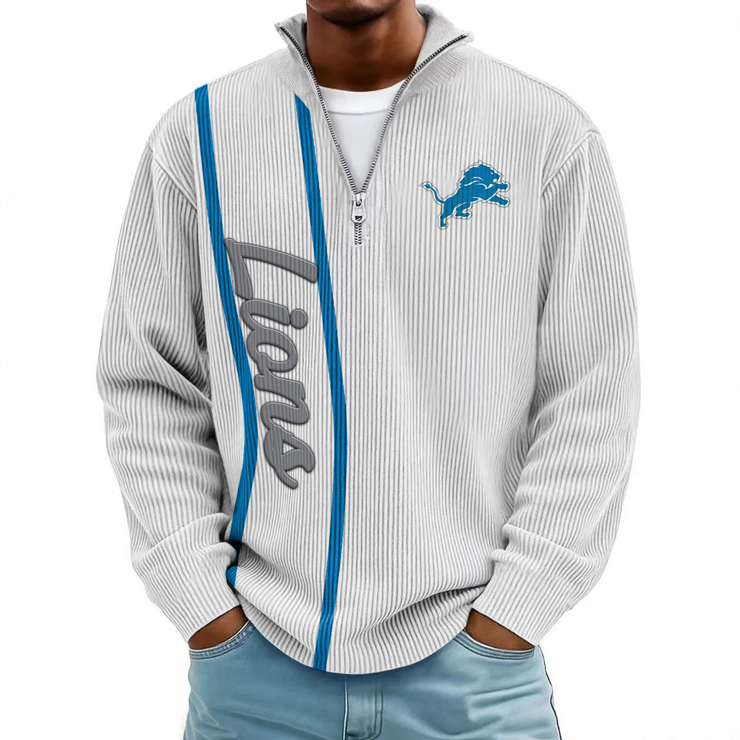 DET x NFL Mokaloha Men's Waffle Henley Shirts DATND TANTD