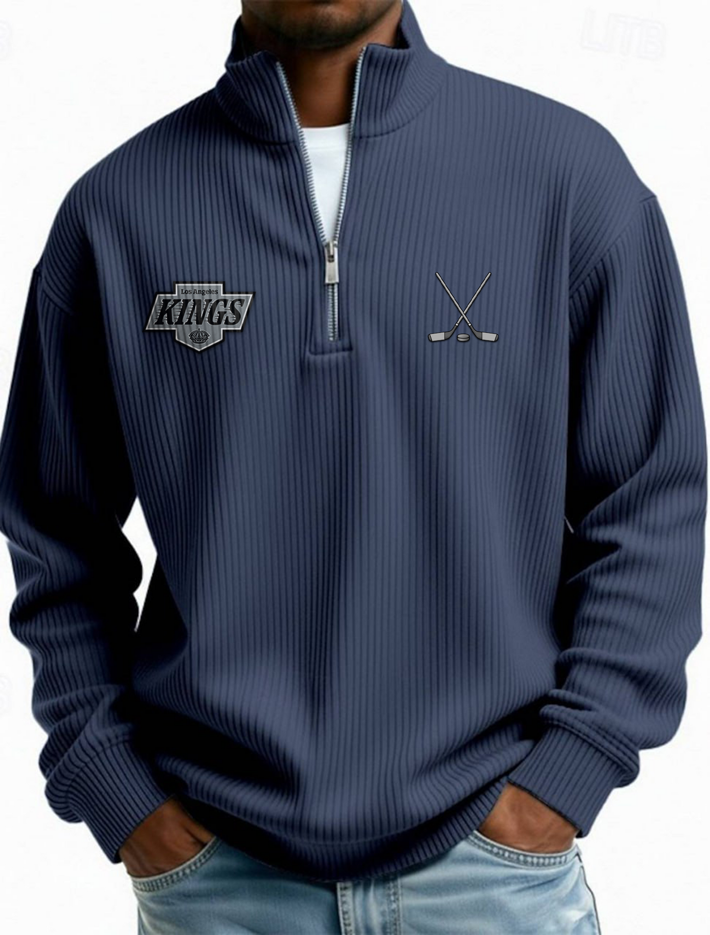 LOS NHL Men's Causal Quarter Zip Long Sleeved Sweatshirt V1 NAK PTTD