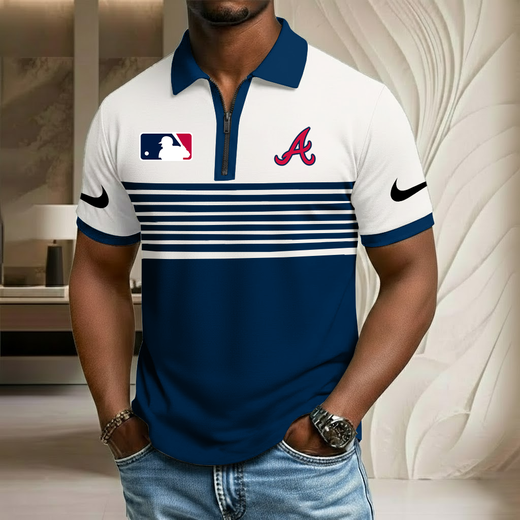 MLB x ATL Sport Zip Polo Golf Shirt HLP HLPHUONG
