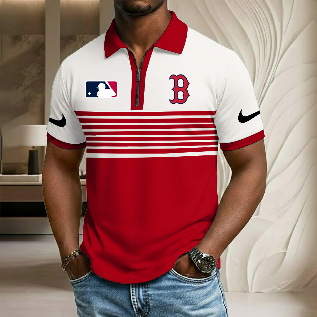MLB x BOS Sport Zip Polo Golf Shirt HLP HLPHUONG