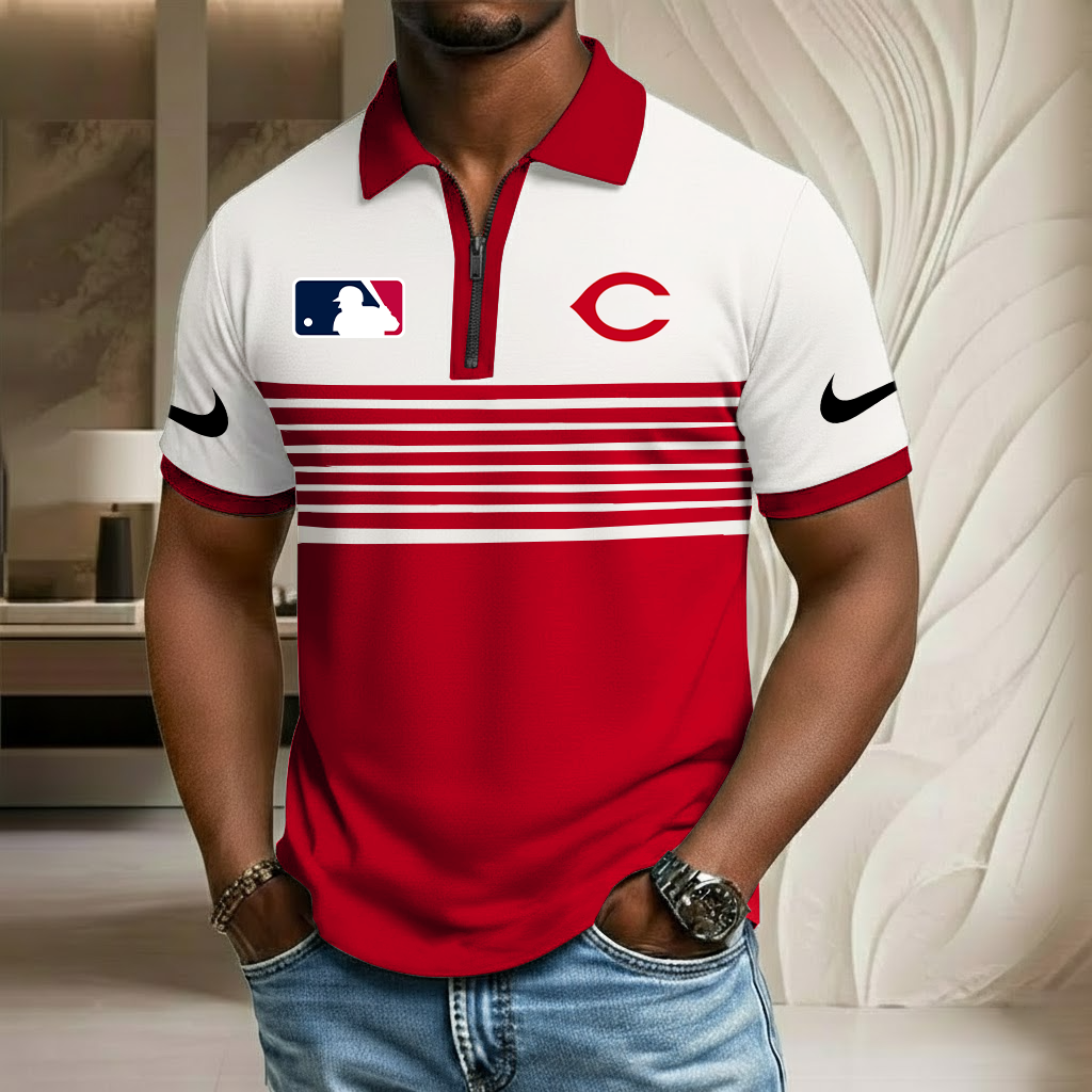 MLB x CIN Sport Zip Polo Golf Shirt HLP HLPHUONG