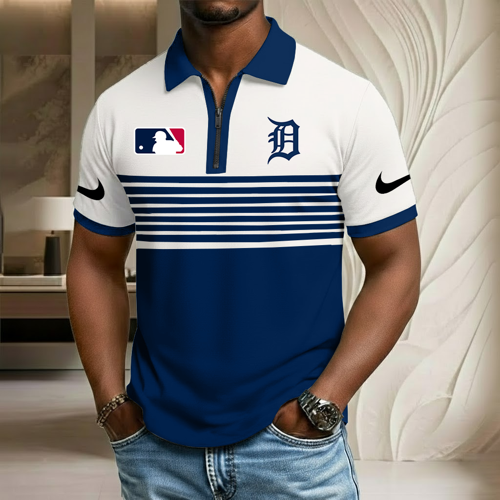 MLB x DET Sport Zip Polo Golf Shirt HLP HLPHUONG