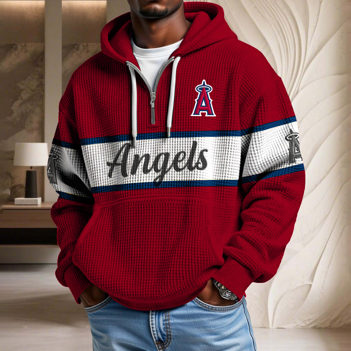 MLB x LAA Team Waffle Half Zip Hoodie HLP HLPHUONG