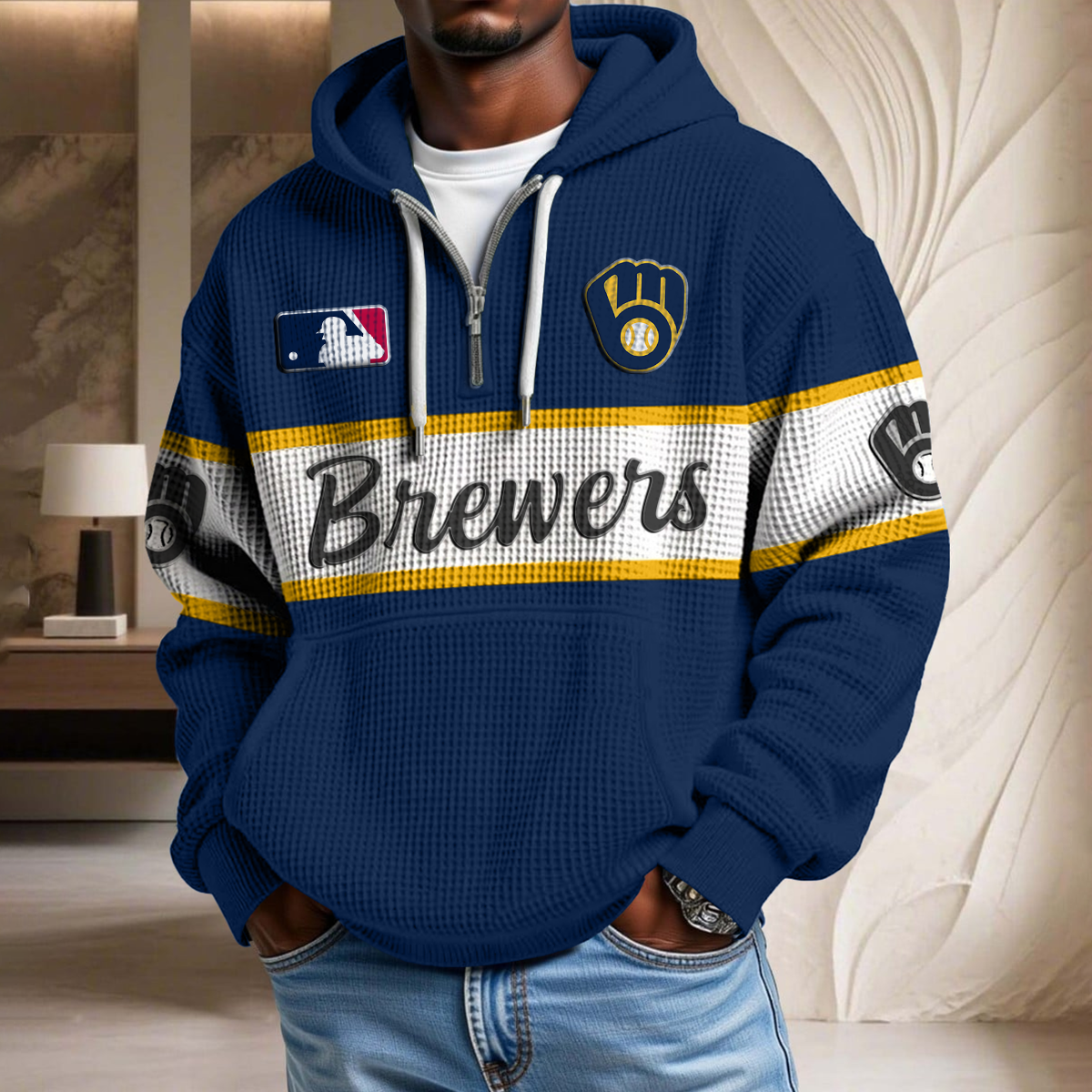 MLB x MB Team Waffle Half Zip Hoodie HLP HLPHUONG