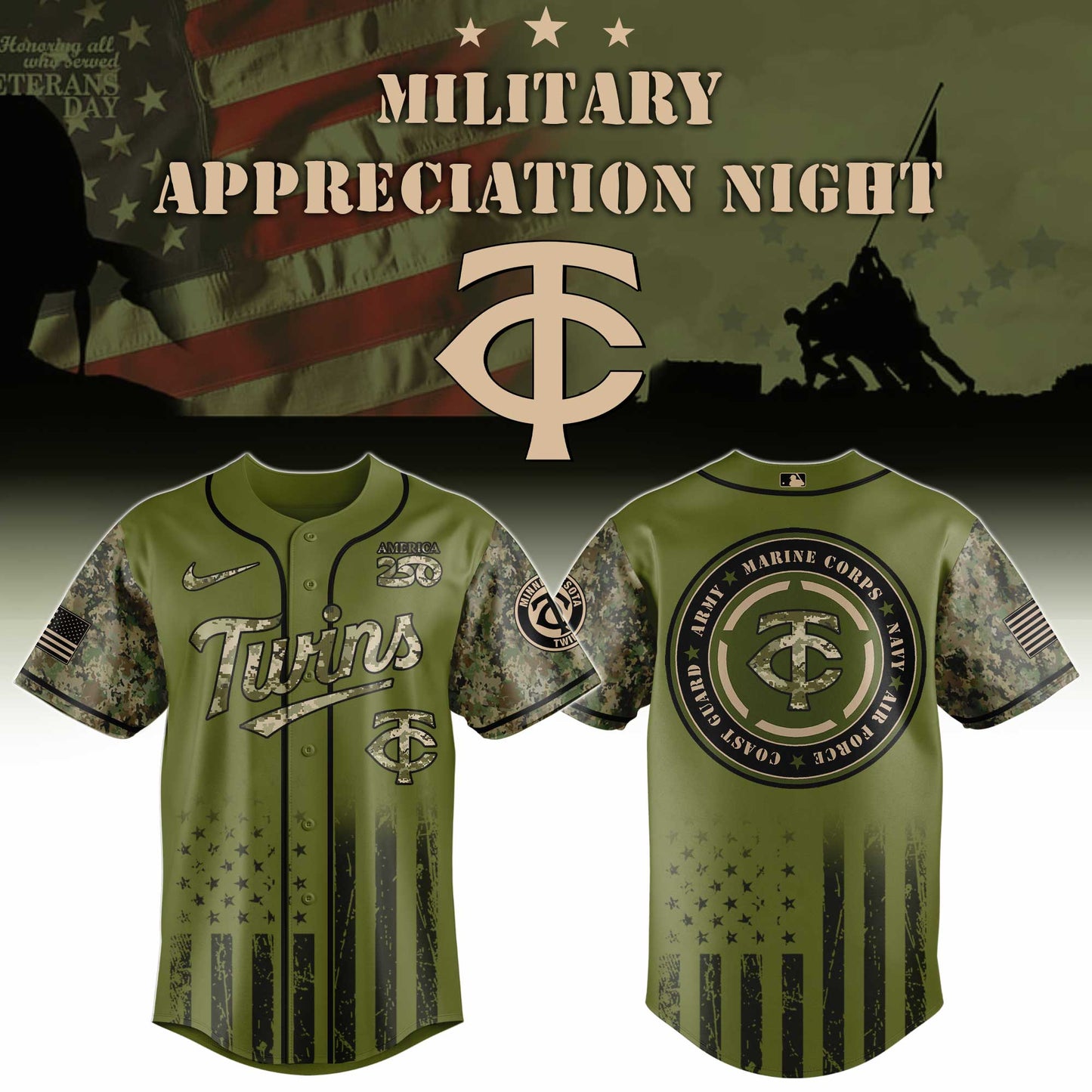 MLB x MIN Military Baseball Jersey HLP HLPHUONG