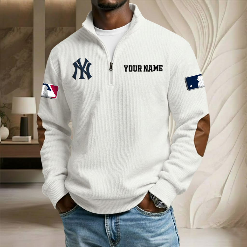 MLB x NYY Custom Name Stand Collar Half-zip Sweatshirt HLP HLPHUONG