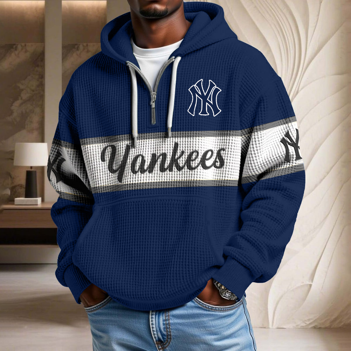MLB x NYY Team Waffle Half Zip Hoodie HLP HLPHUONG