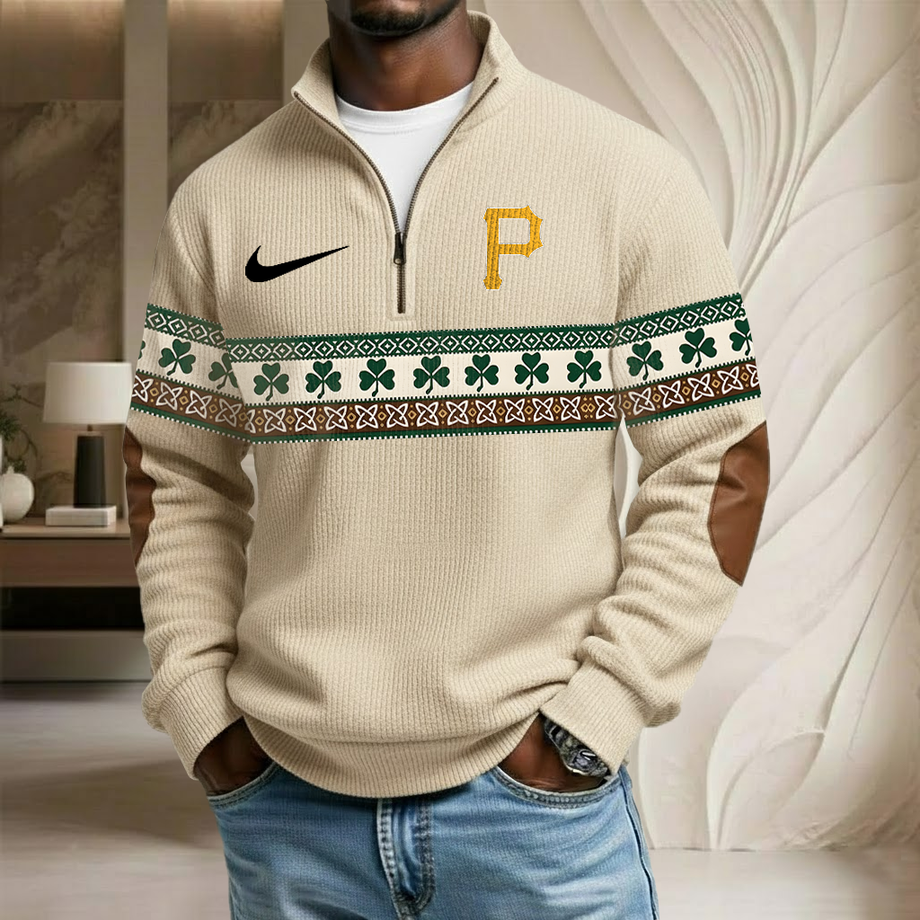 MLB x PIT Lucky St Patrick Day Stand Collar Half-zip Sweatshirt HLP HLPHUONG