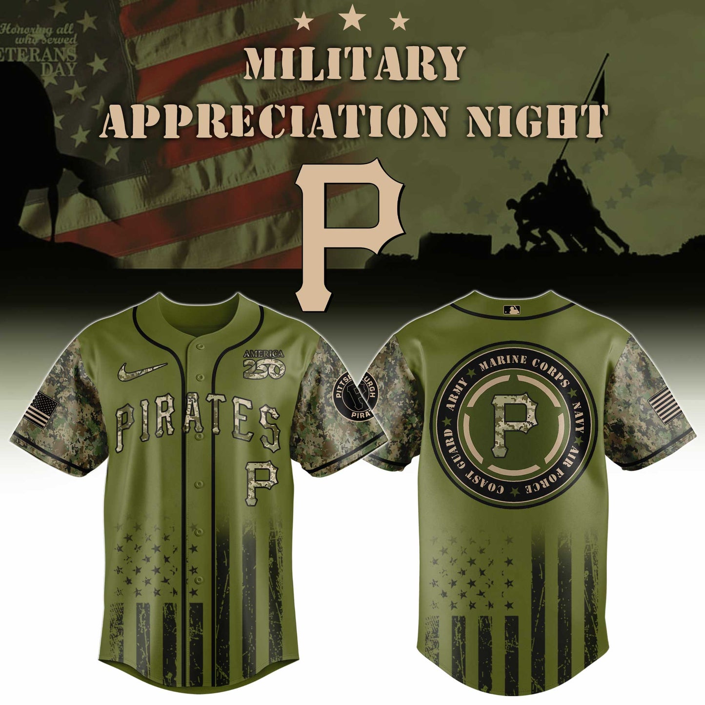MLB x PIT Military Baseball Jersey HLP HLPHUONG