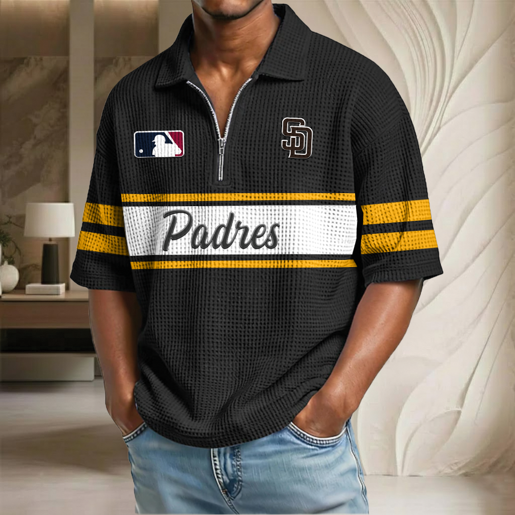 MLB x SD Baseball Waffle Half-Zip Polo Shirt HLP HLPHUONG