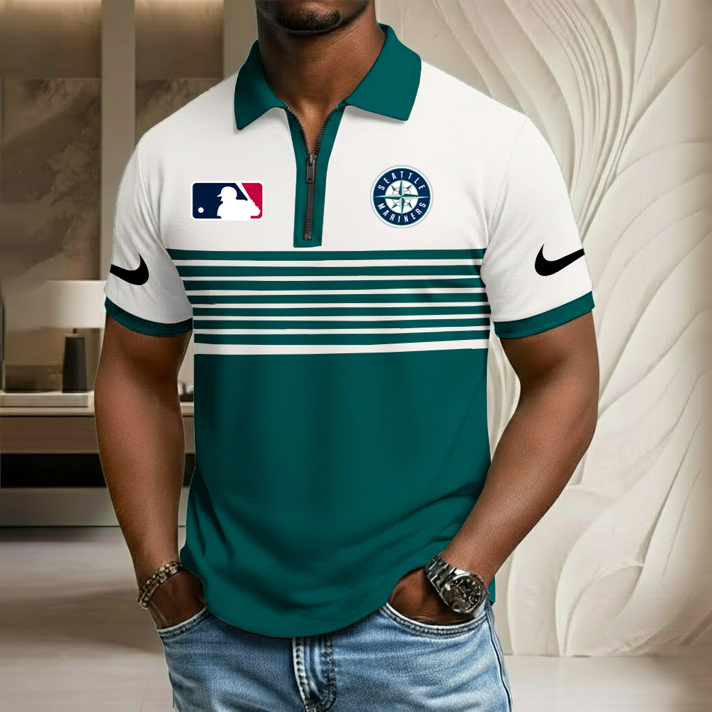 MLB x SEA Sport Zip Polo Golf Shirt HLP HLPHUONG