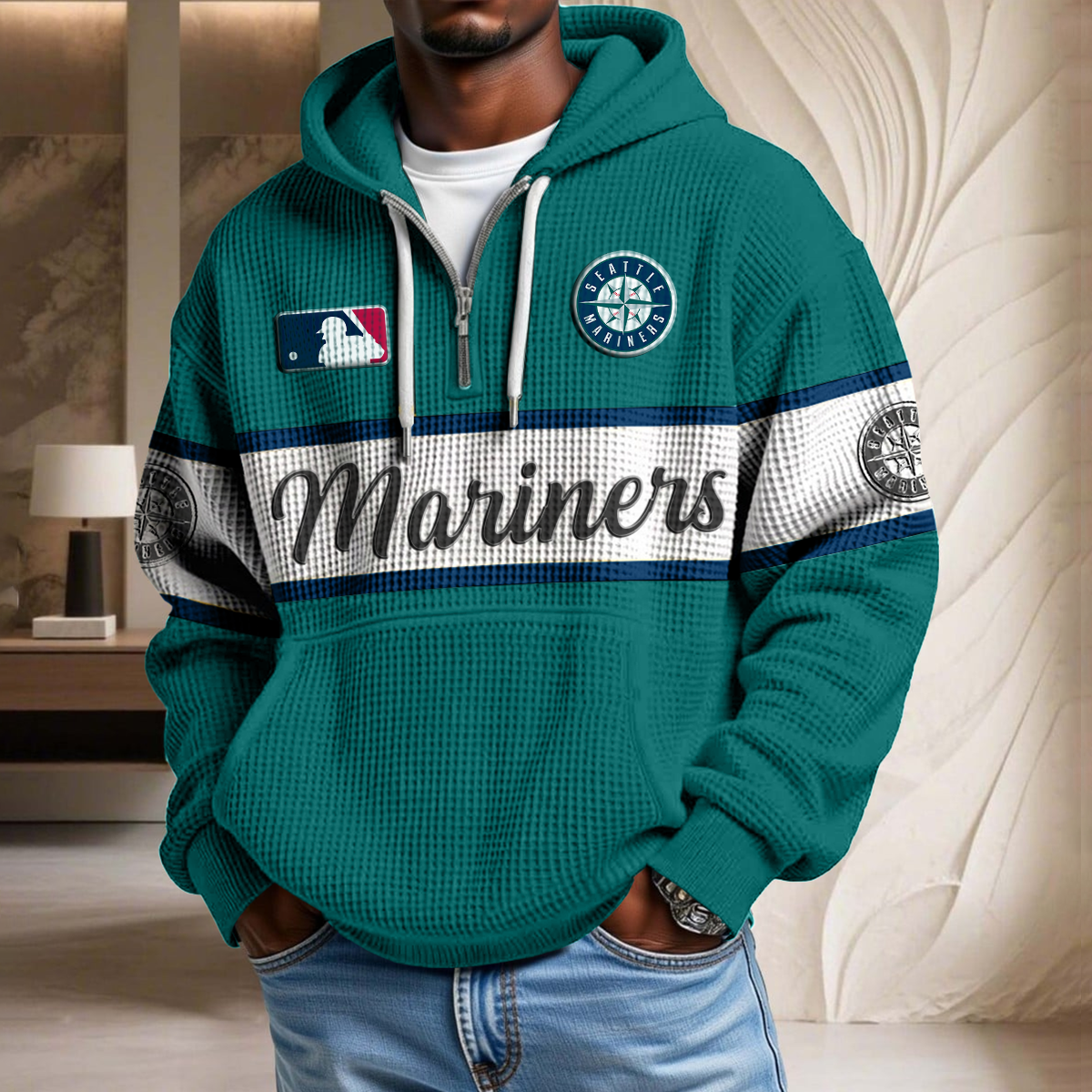 MLB x SM Team Waffle Half Zip Hoodie HLP HLPHUONG