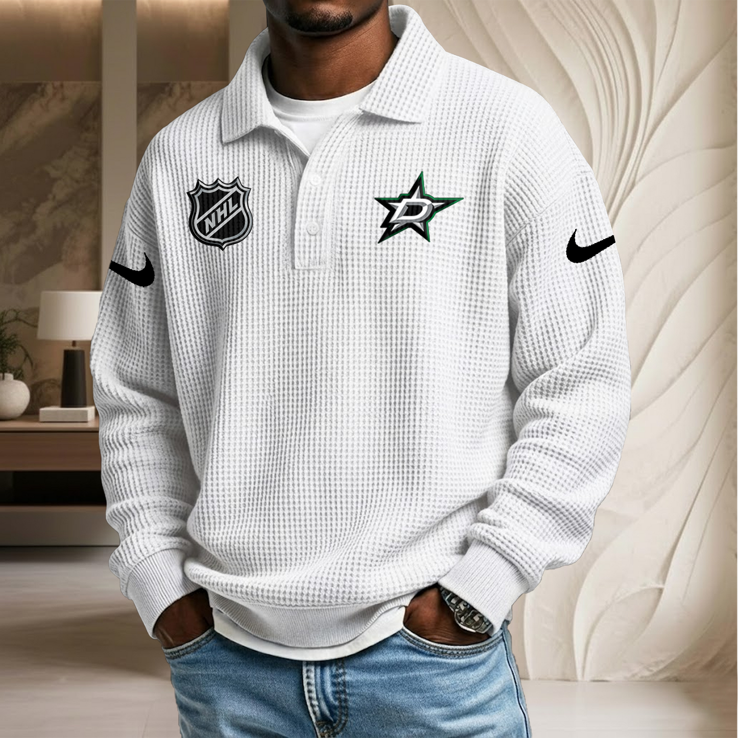 NHL x DAL Waffle Three Button Lapel Polo HLP HLPHUONG
