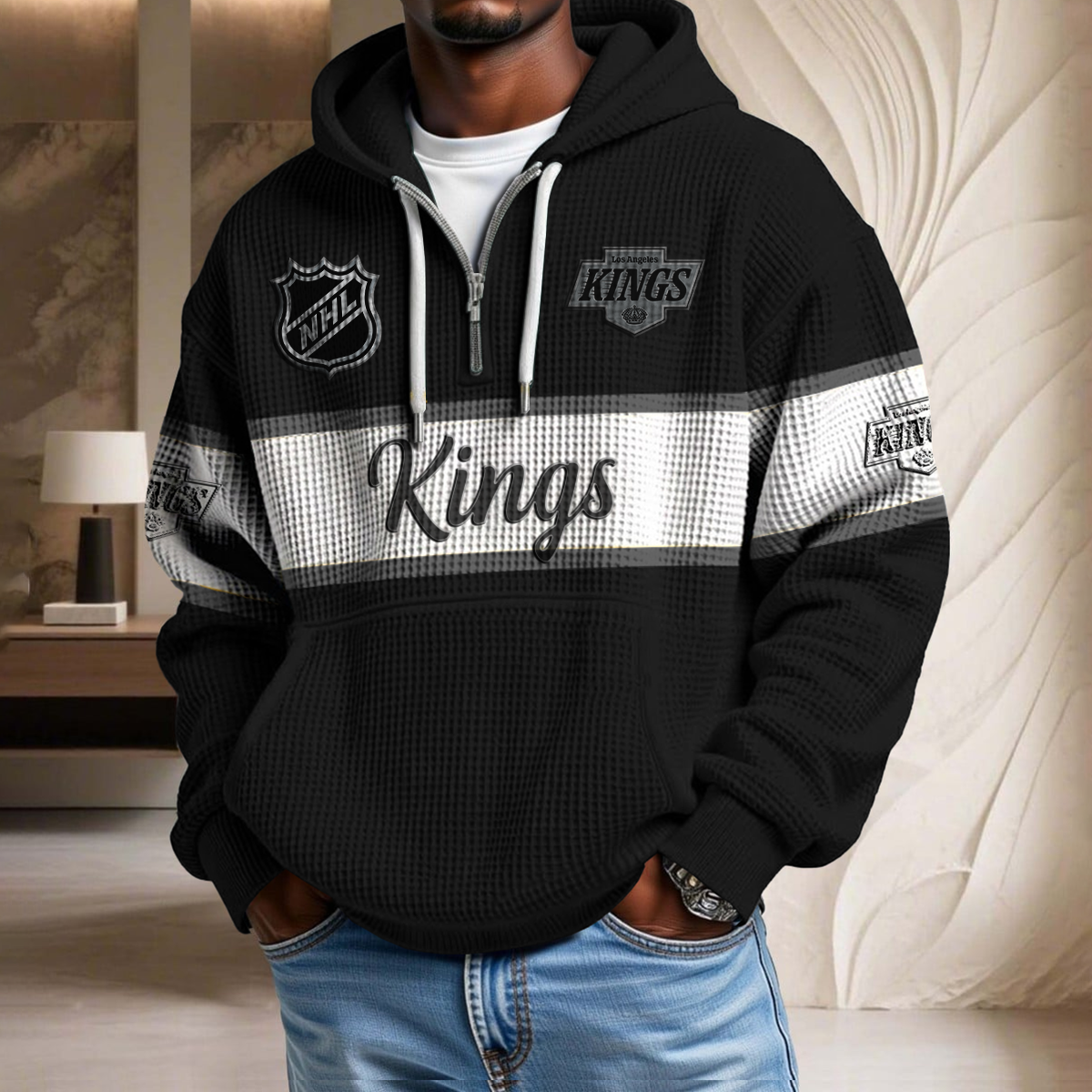 NHL x LAK Hockey Team Waffle Half Zip Hoodie HLP HLPHUONG