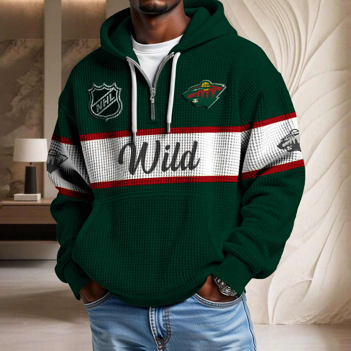 NHL x MW Hockey Team Waffle Half Zip Hoodie HLP HLPHUONG