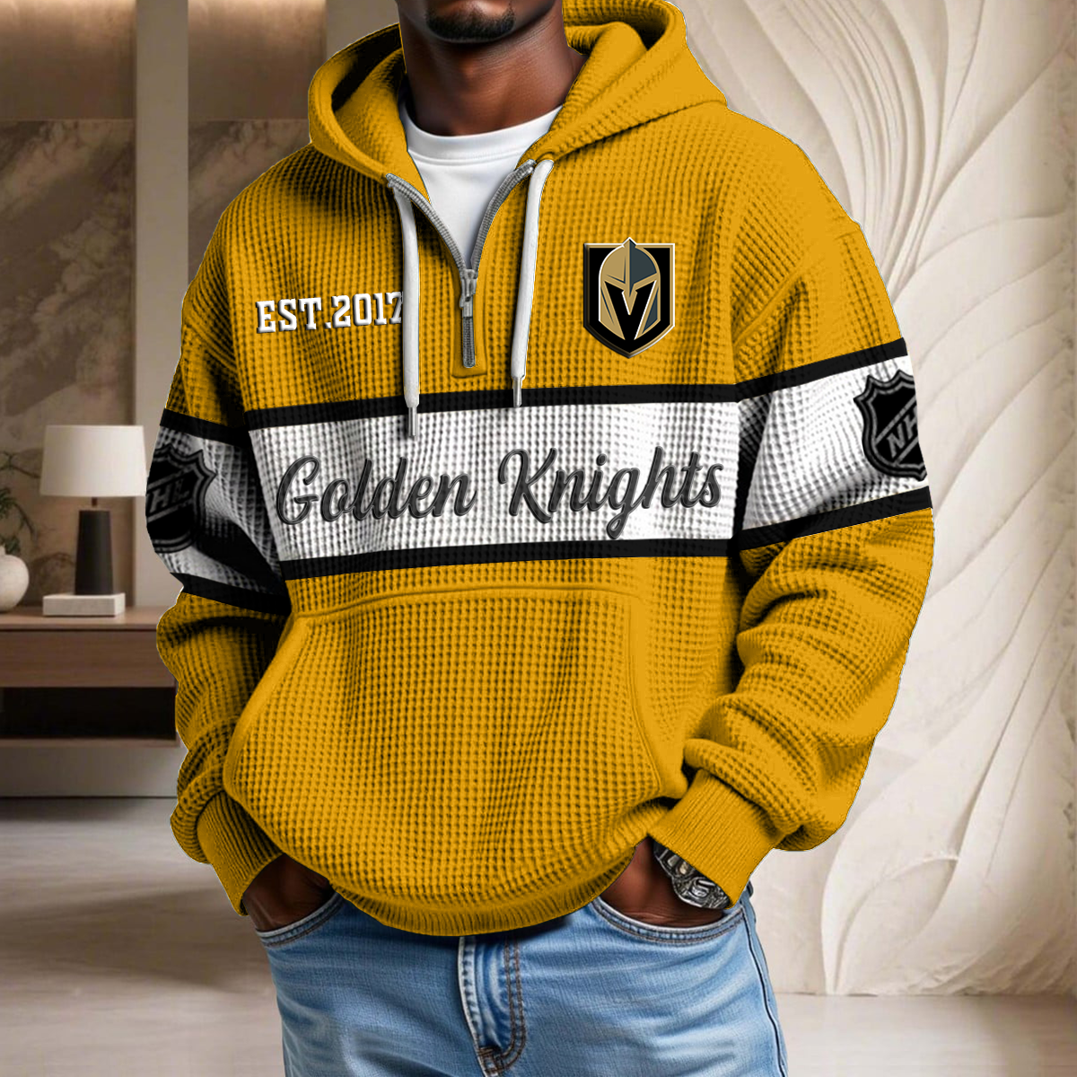 NHL x VGK EST Waffle Half Zip Hoodie HLP HLPHUONG