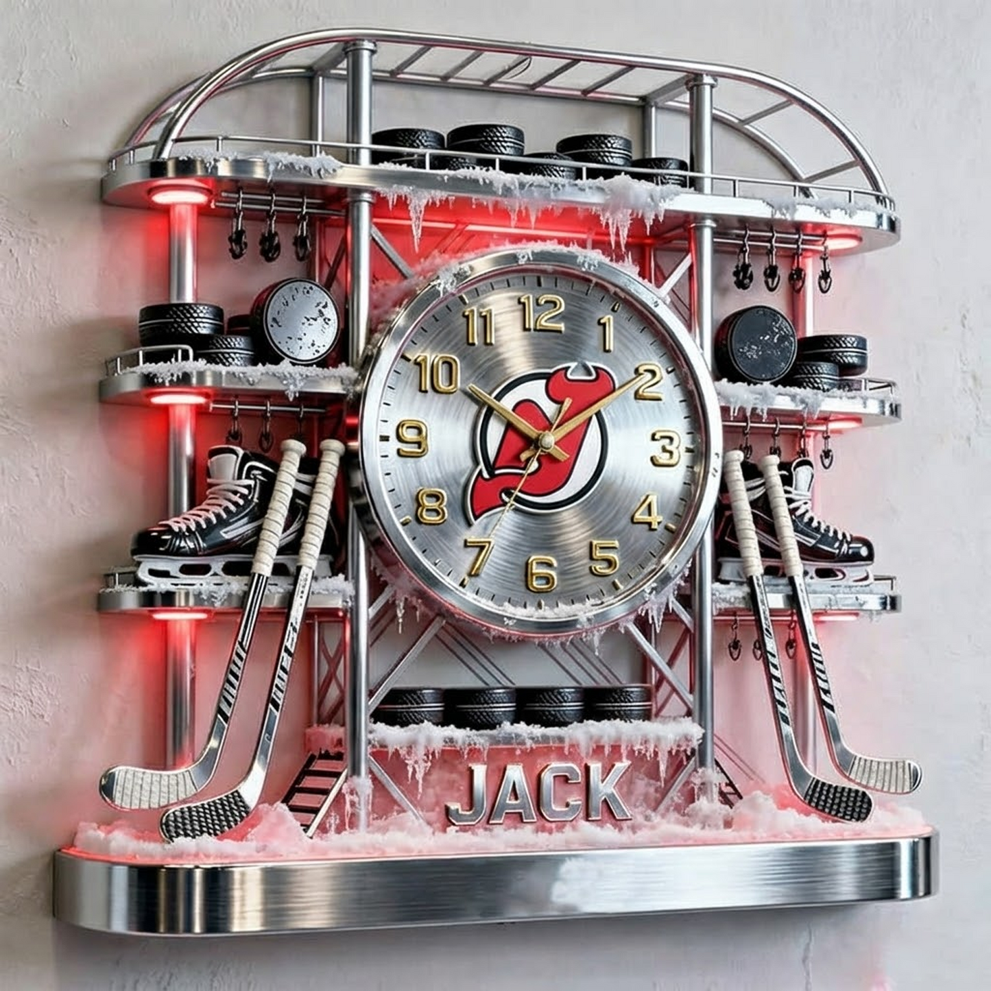 NJD X Personalized ice hockey arena tower themed clock NAK NHT
