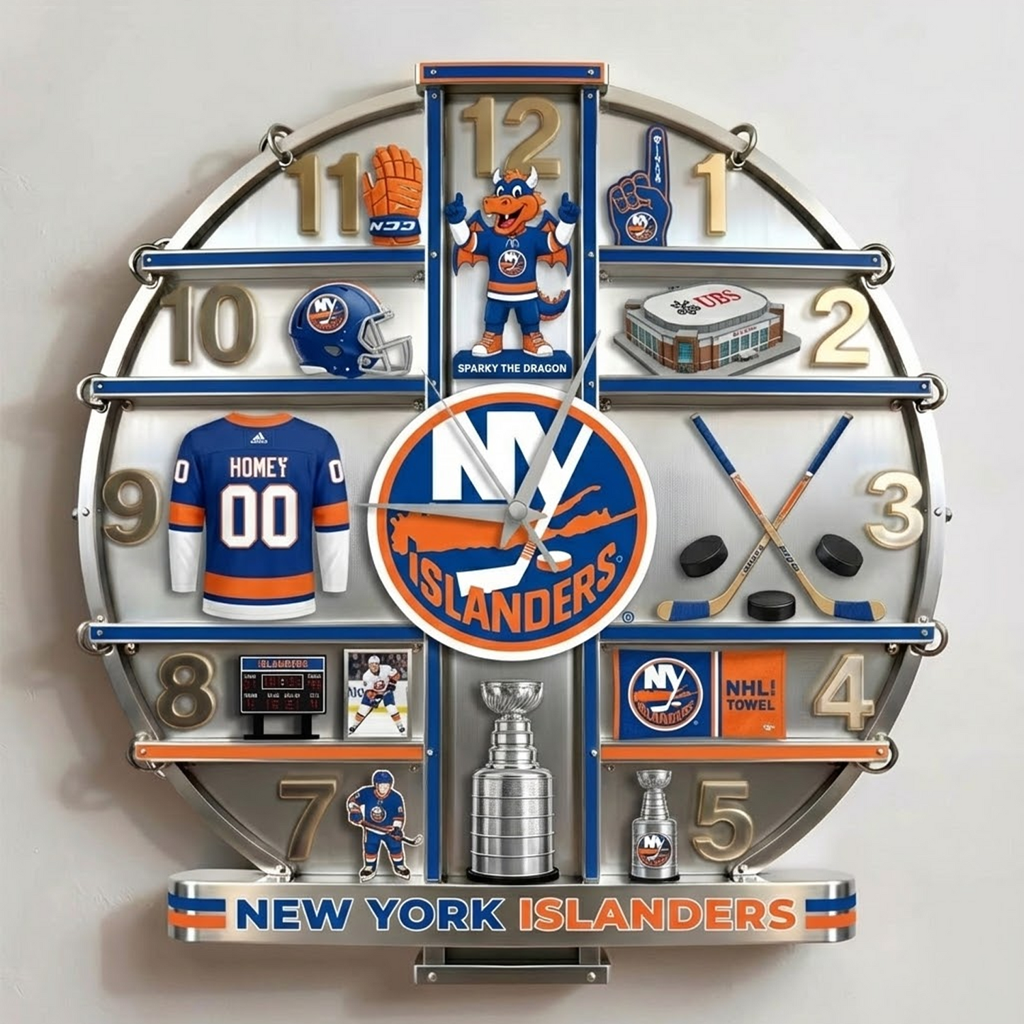 NYI X NHL Home Decorative 3D Visual Effect Acrylic Wall Clock NAK NHT