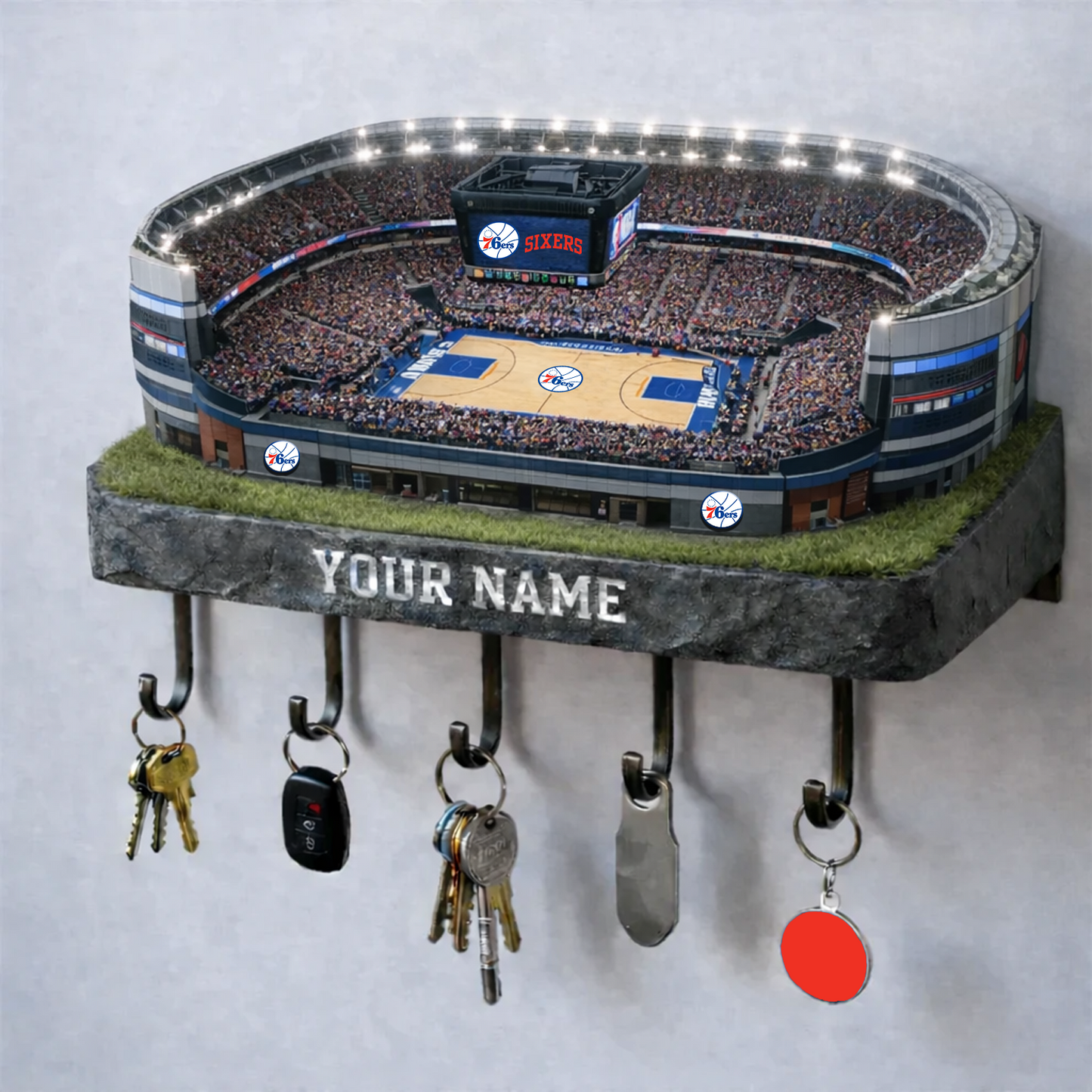 PHI Stadium Premium NBA Wood Key Hanger DATND TANTD