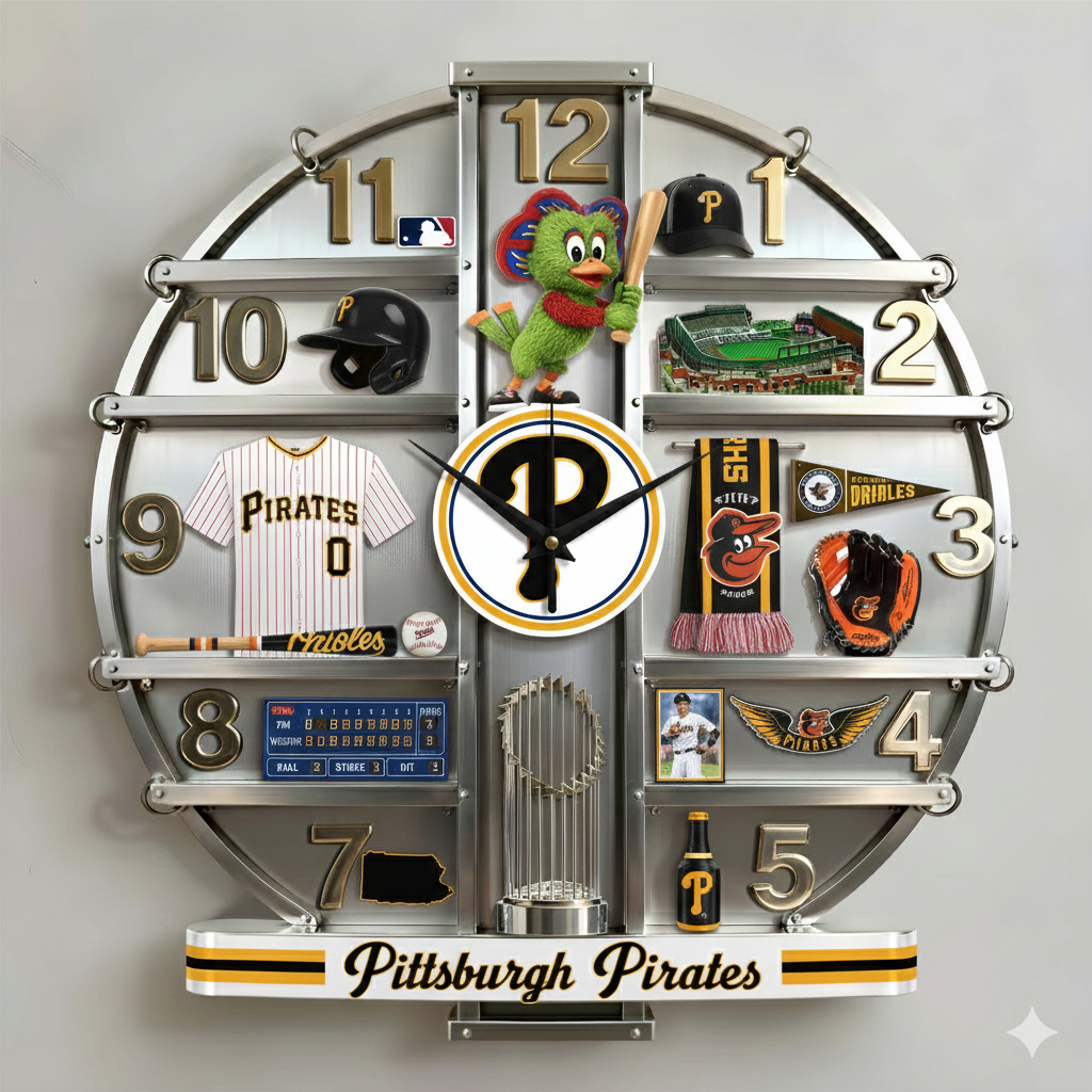 PIT x MLB Home Decorative 3D Visual Effect Acrylic Wall Clock NAK CTKT
