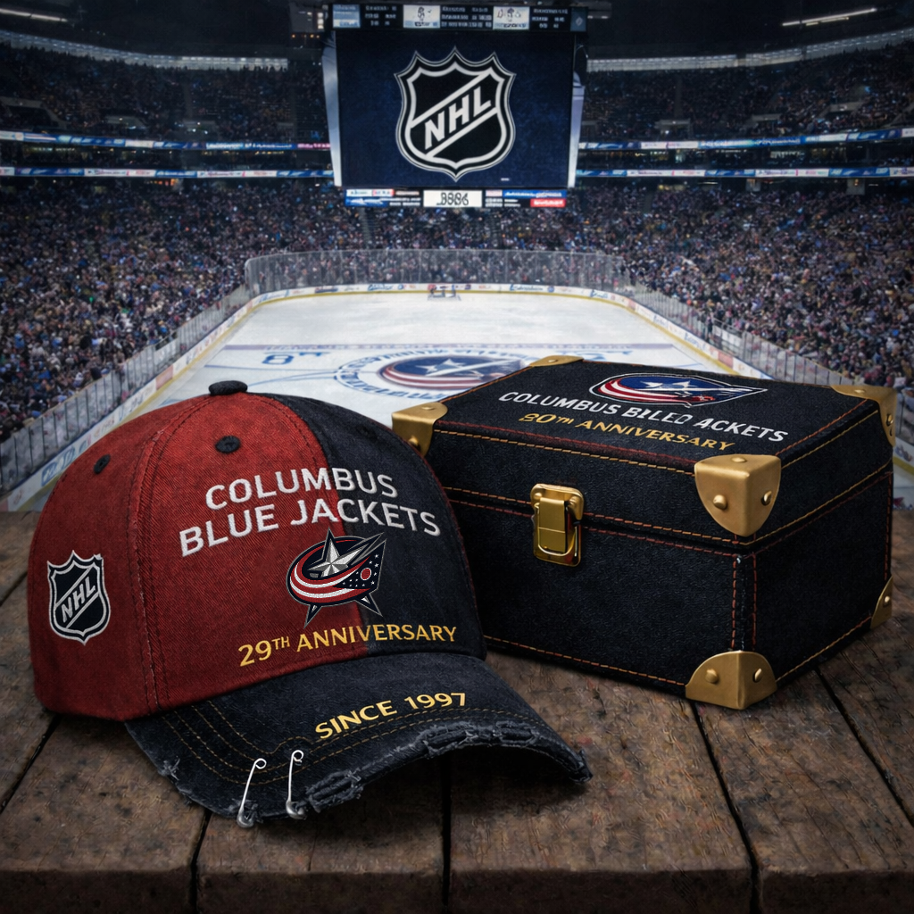 Premium NHL CBJ Anniversary Vintage Crackle Hat V7 NMD CTKT