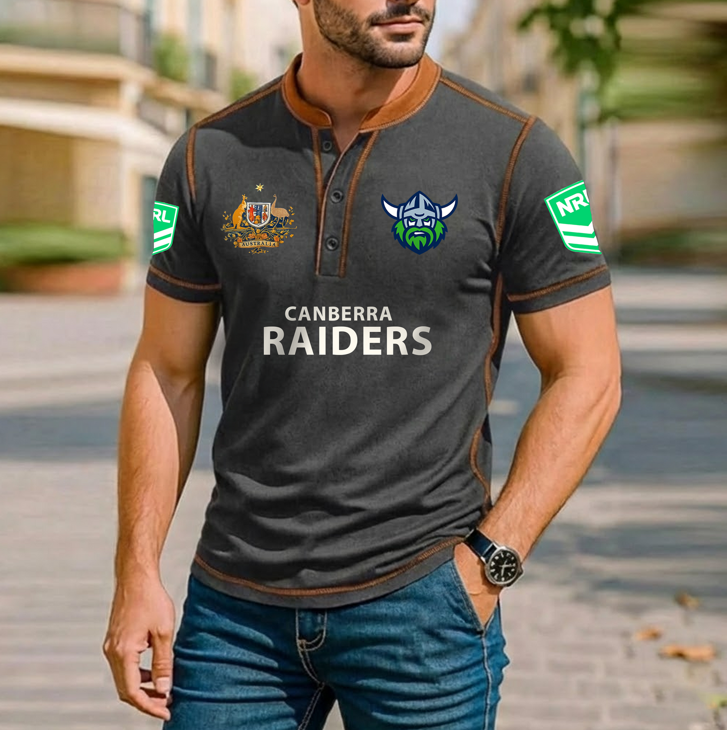 PREMIUM NRL X CR ROYAL HENLEY SHIRT FOR NEW YEAR NDT VHM