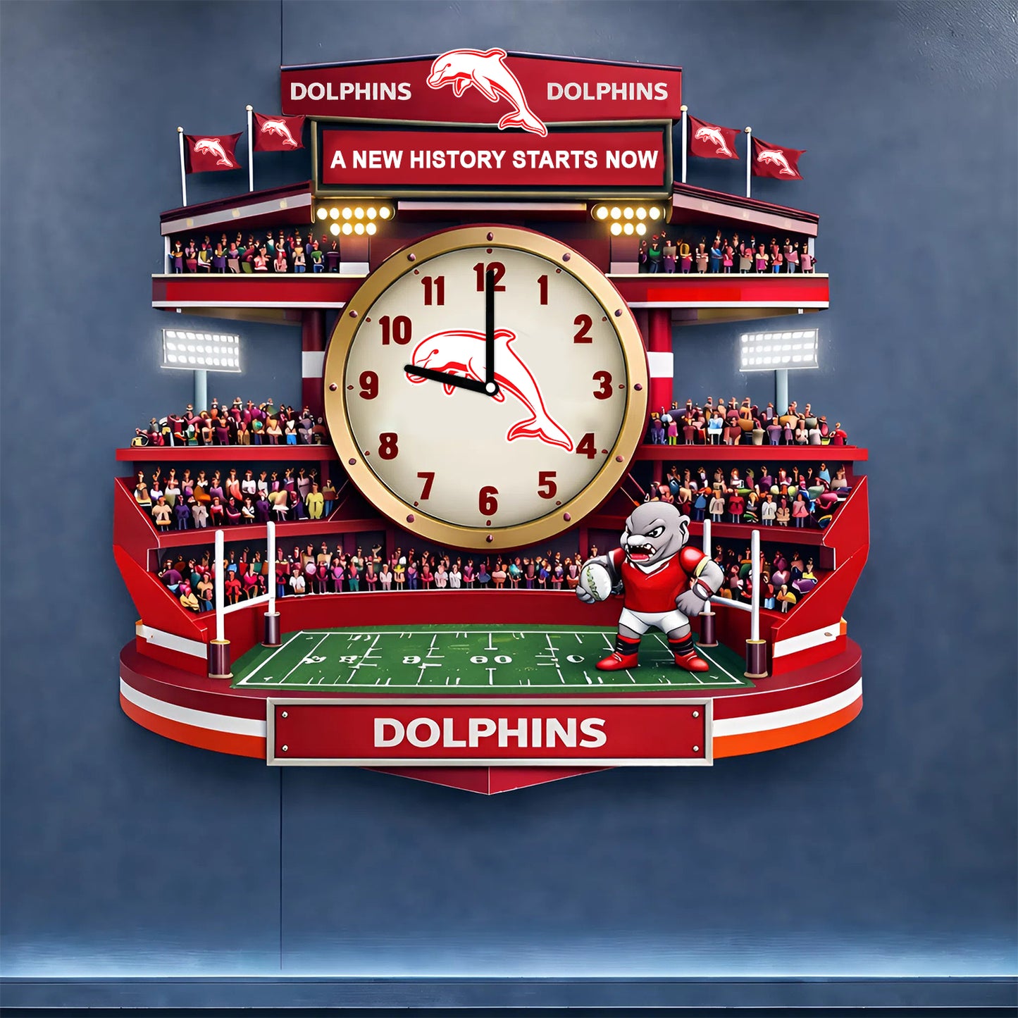 PREMIUM NRL X DOL 3D Visual Effect Acrylic Clock NDT NHM