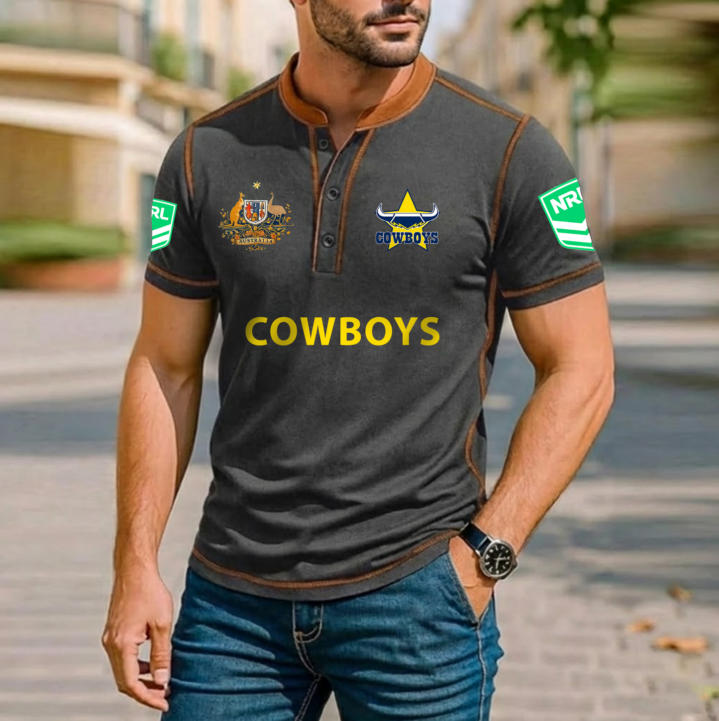 PREMIUM NRL X NQC ROYAL HENLEY SHIRT FOR NEW YEAR NDT VHM
