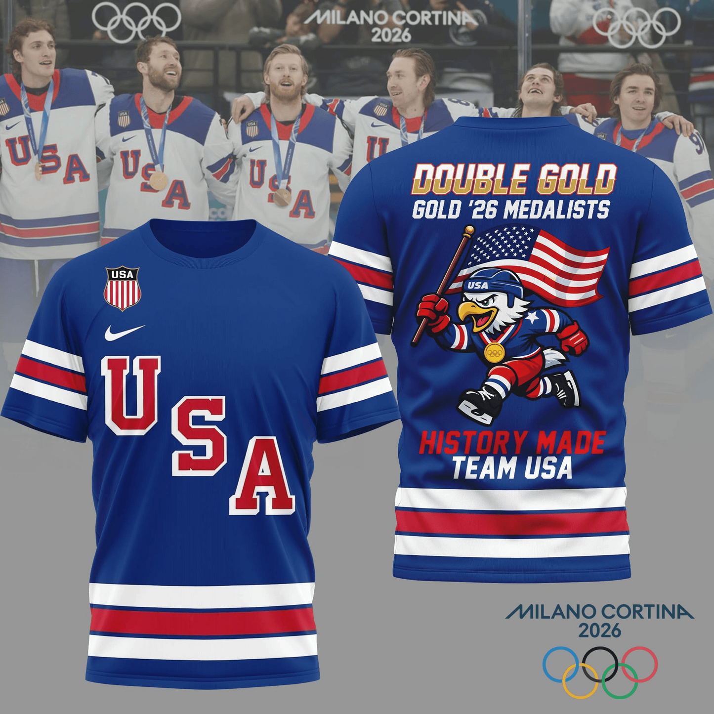 Premium Olympic USA Ice Hockey Champions 2026 T-shirt V2 NMD TTV